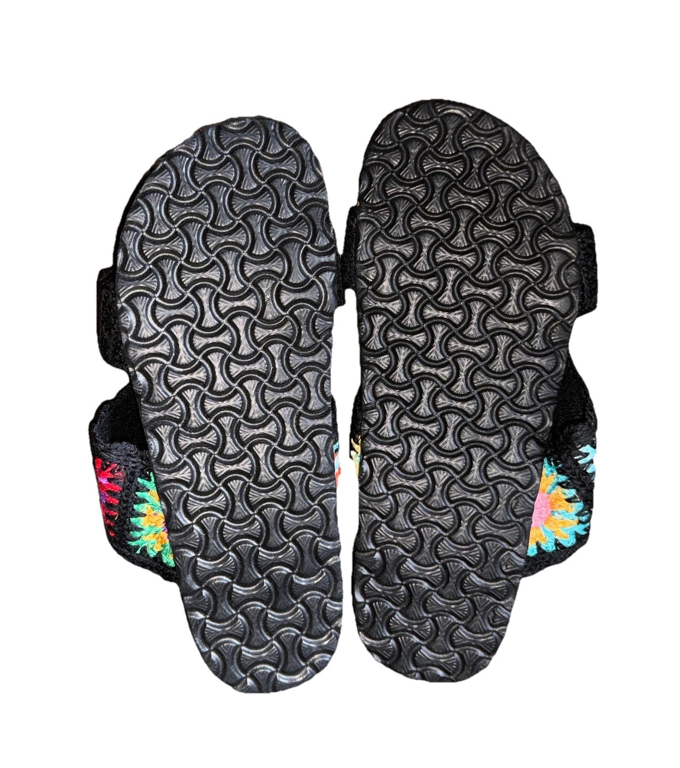 Granny Square Crochet Slip On Sandals Black Boho Comfort 70’s EU 36 US 5.5 6