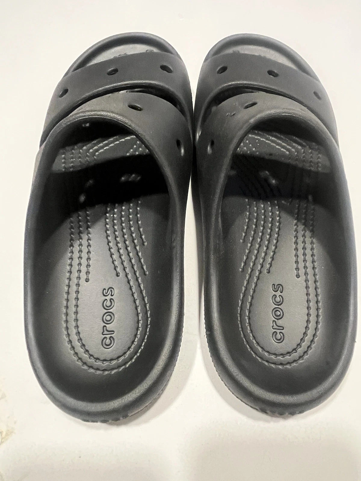 Crocs Unisex Classic Two-Strap Slide Sandals Black Women 7 Mens 5 Black Outdooor