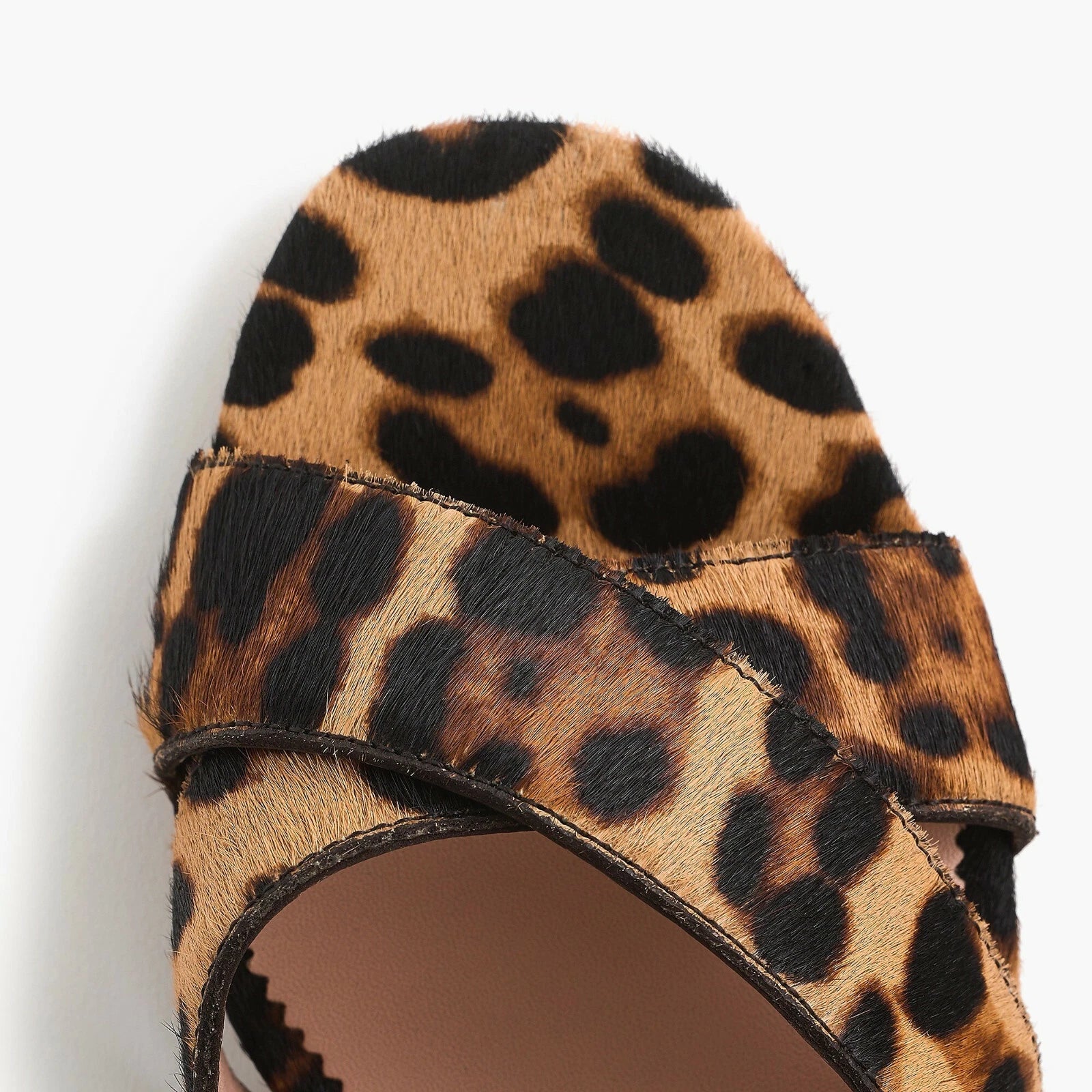 J.CREW Penny Slide Sandals in Leopard Calf Hair in Rich Mahogany Size 5 $198 New