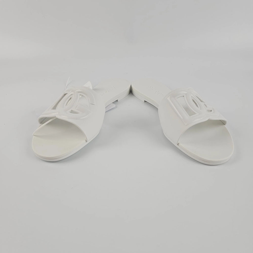 DOLCE&GABBANA Bianca White Slide Sandals New