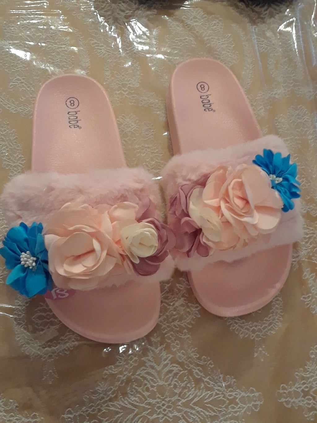 NEW  ladies  fluffy faux fur     fashion  garden beach  sandals  slides slippers
