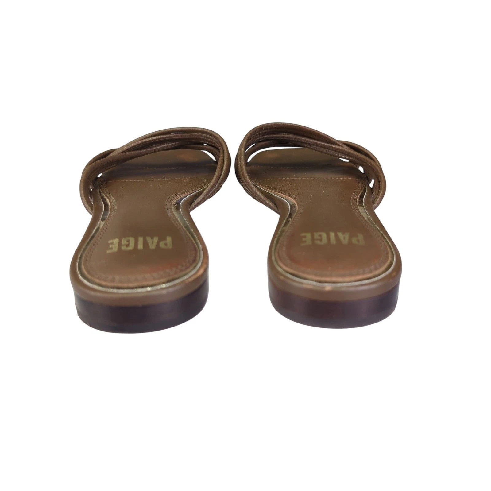 Paige Dina Slide Sandal Womens 8 Brown Leather Square Toe Criss Cross Strappy