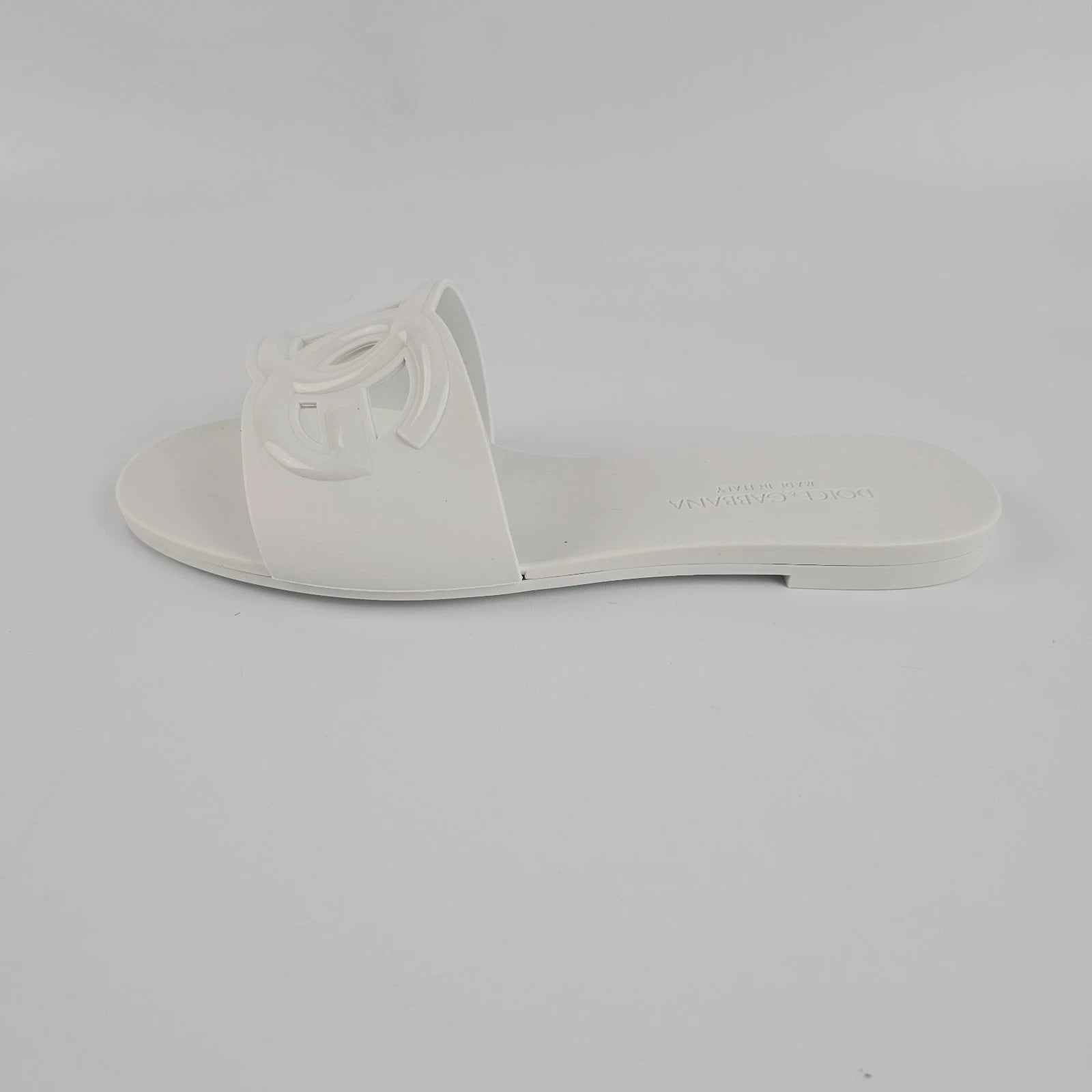 DOLCE&GABBANA Bianca White Slide Sandals New