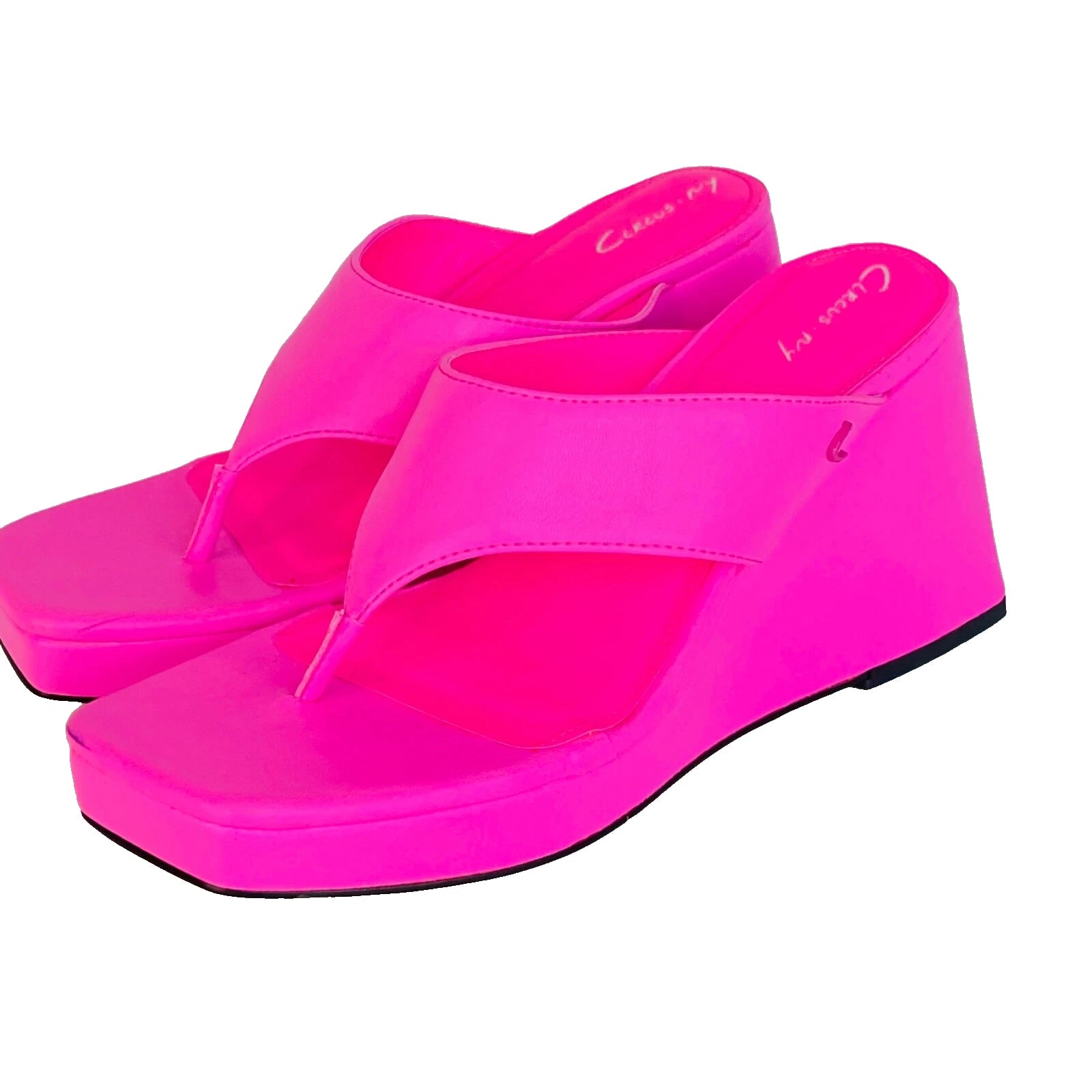 Bright pink platform flip flops sandals 8.5 CIRCUS SAM EDELMAN shoes Y2K style
