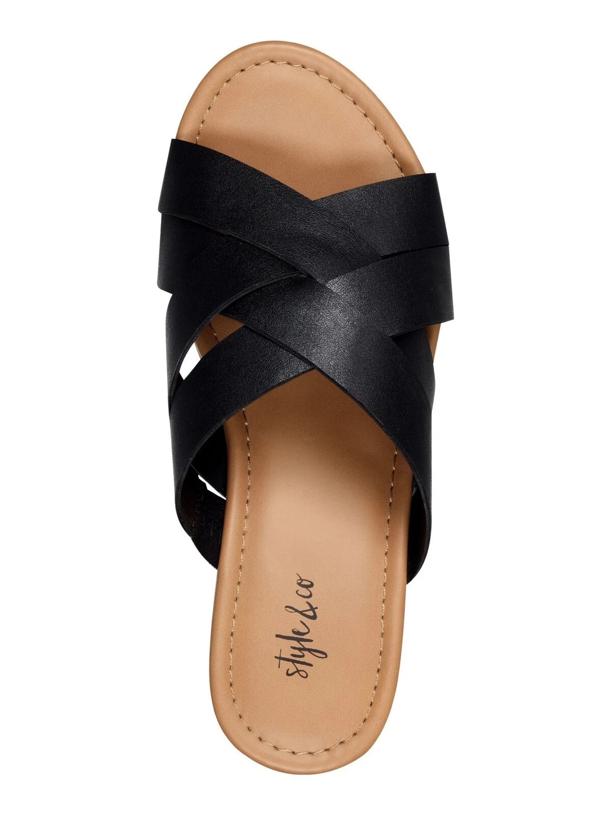 Style & Co Violettee Slide Wedge Sandals, Black, sz 10M