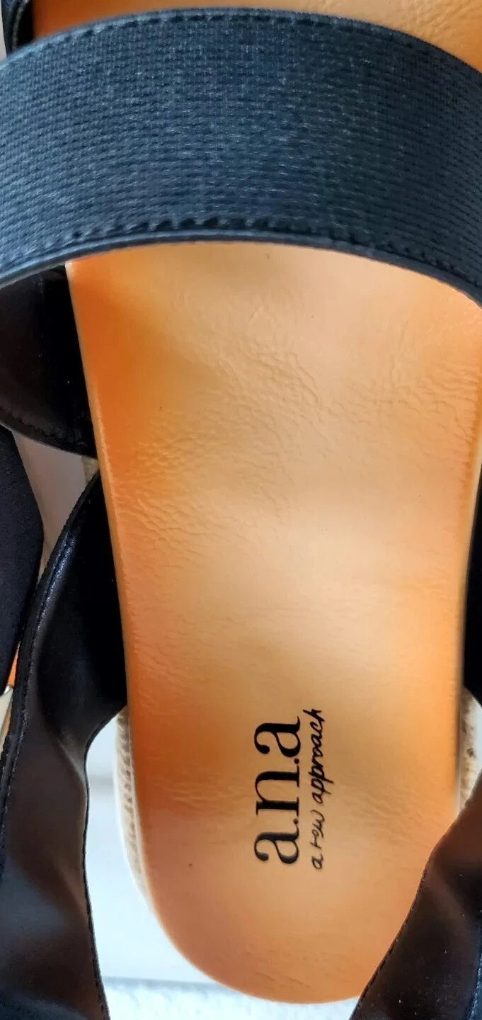 a.n.a Foster Strap Slide.Women's Sandals, Black / Tan, SZ 7.5 M NWB