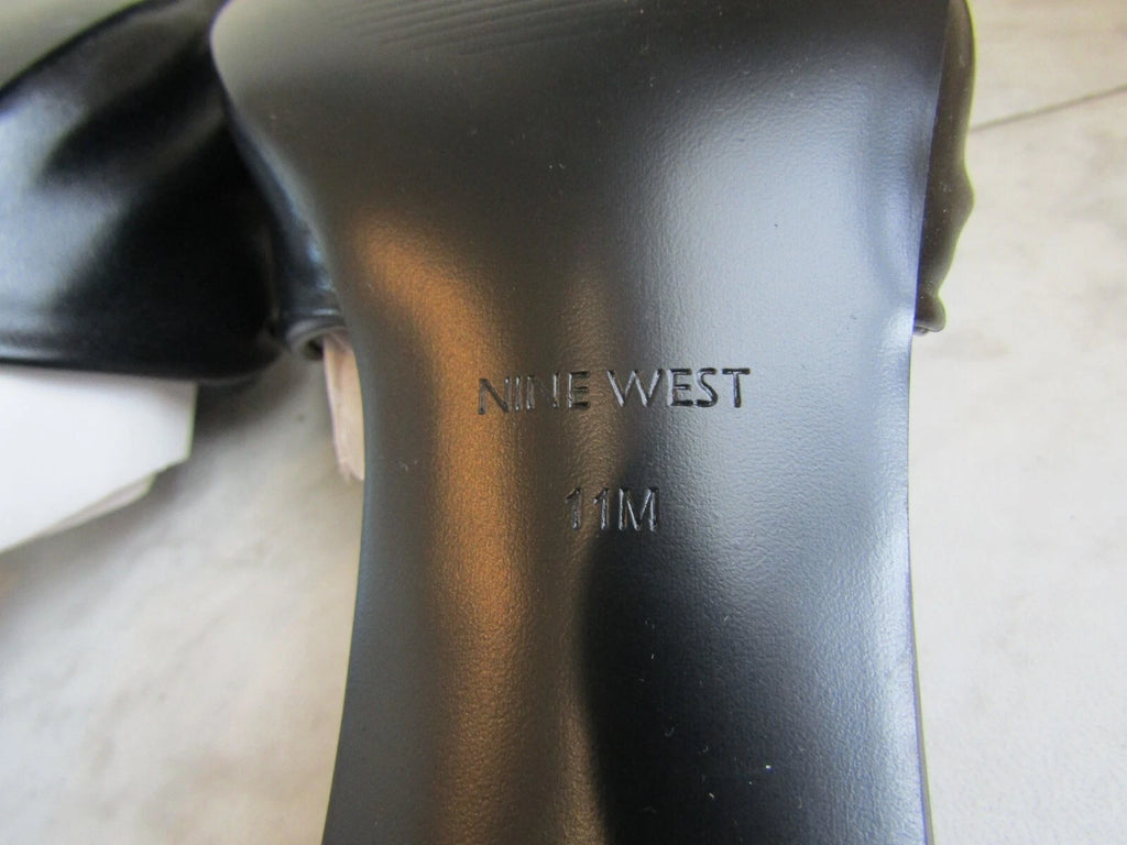NIB Nine West Black 3" Kitten Heel Twist Knot Open Toe Women's Shoes Size 11 M
