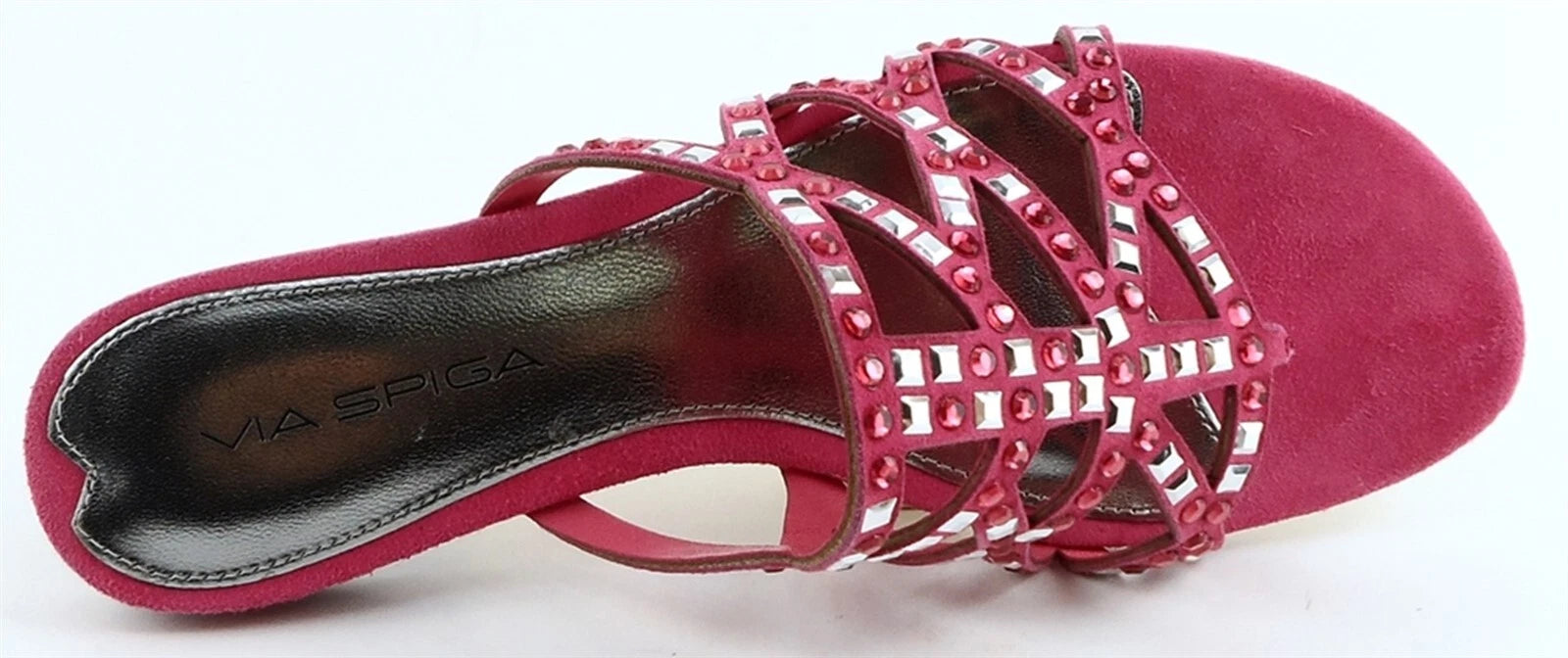$155 VIA SPIGA DUSTIN Fuschia Suede Jeweled Designer Fashion Thongs Sandals 6.5