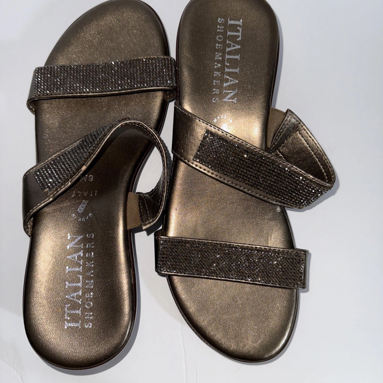 Italian Shoemakers Brown Sandals Slide-Style Comfort Sz 8