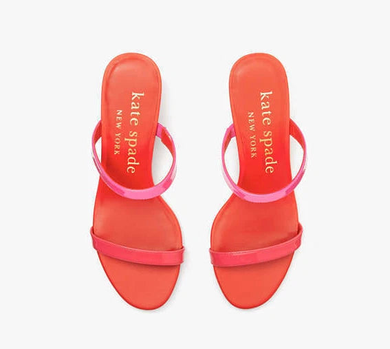 KATE SPADE NIB $228 Pink Coral Palm Springs Patent Leather Slide Sandals 8.5