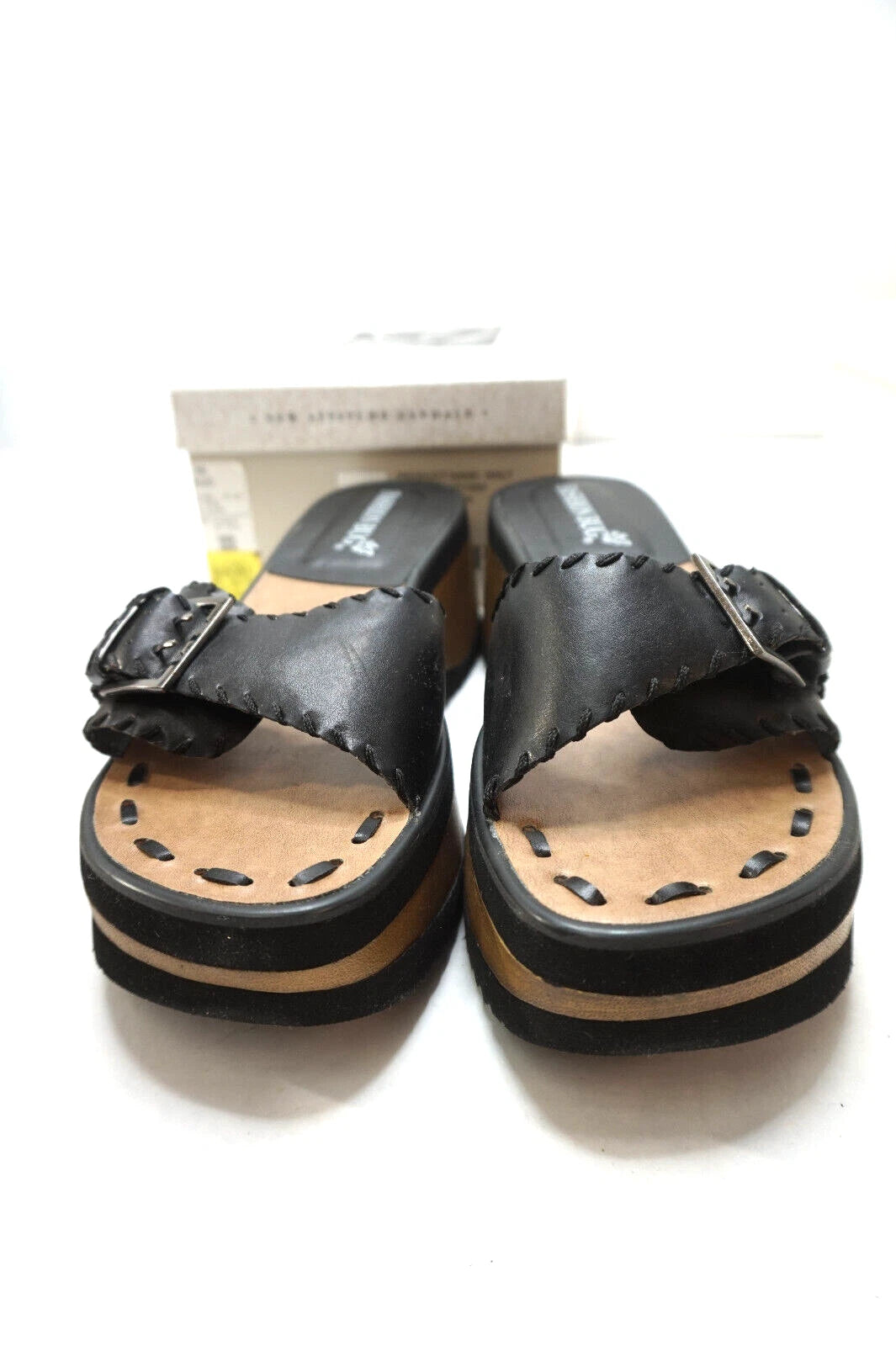 VINTAGE PLATFORM SANDALS FASHION BUG NEW ATTITUDE BLACK WOMENS 9 SHOES NEW BOX