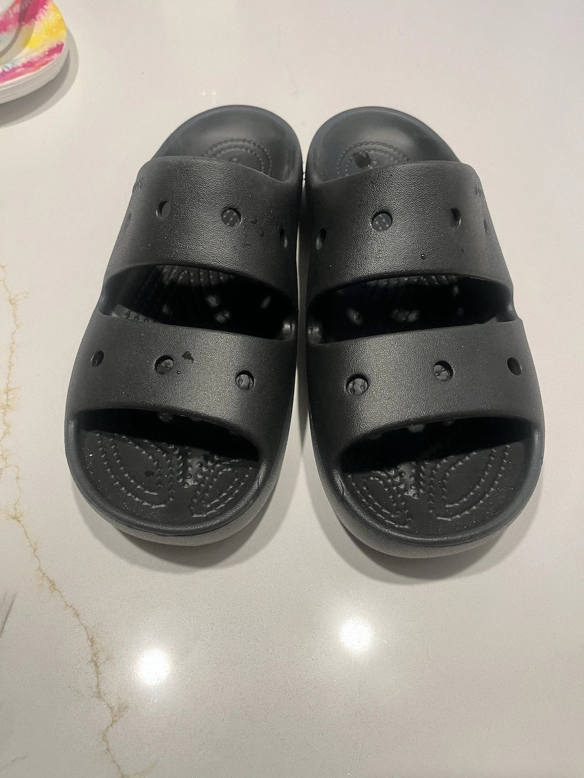 Crocs Unisex Classic Two-Strap Slide Sandals Black Women 7 Mens 5 Black Outdooor