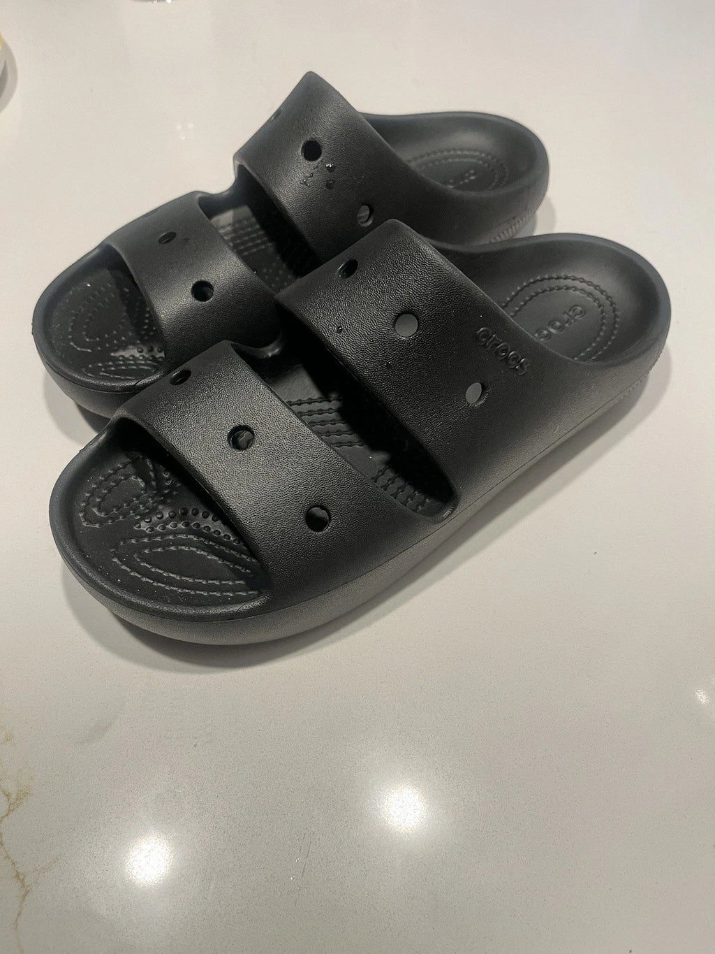 Crocs Unisex Classic Two-Strap Slide Sandals Black Women 7 Mens 5 Black Outdooor