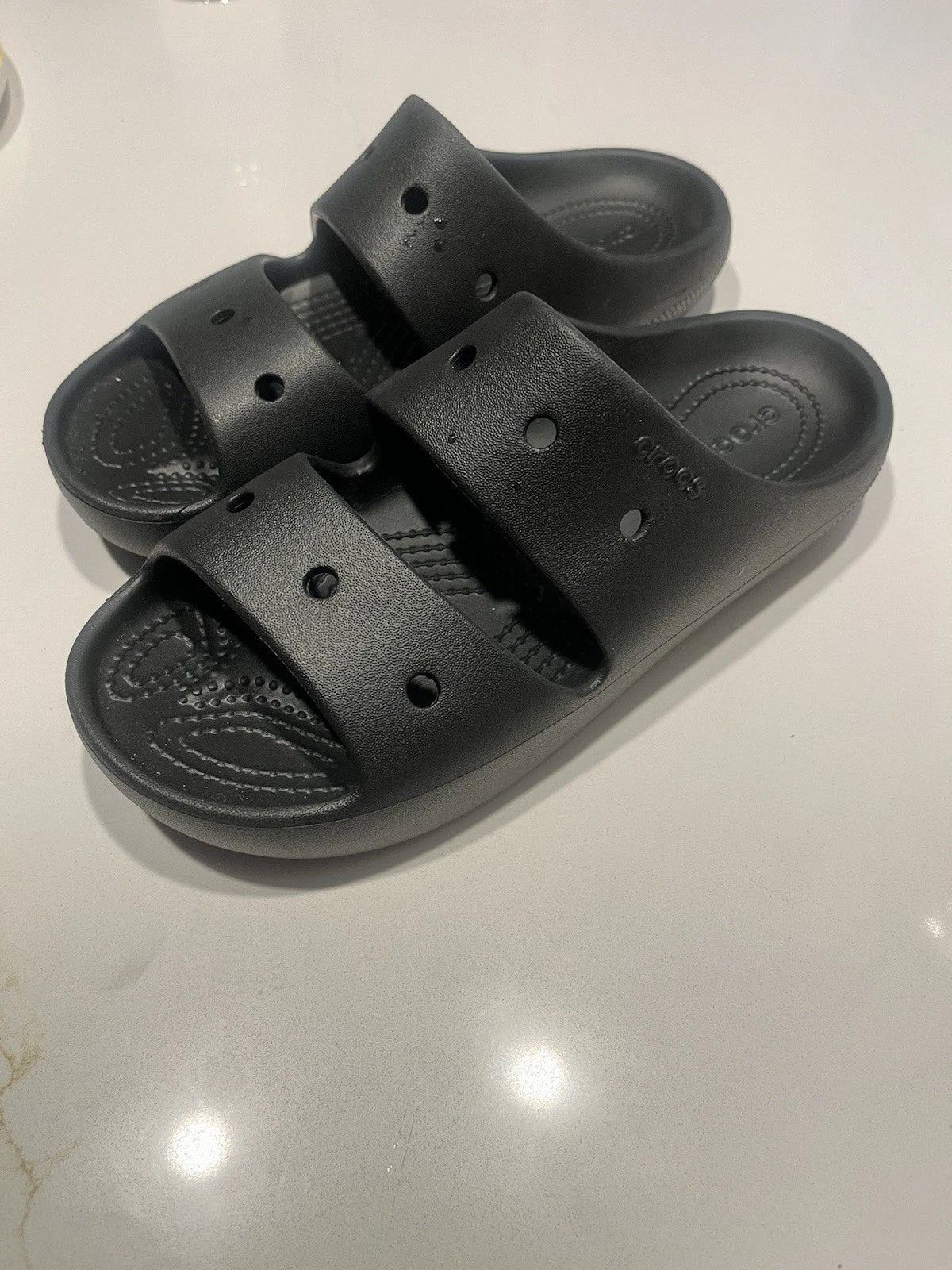 Crocs Unisex Classic Two-Strap Slide Sandals Black Women 7 Mens 5 Black Outdooor