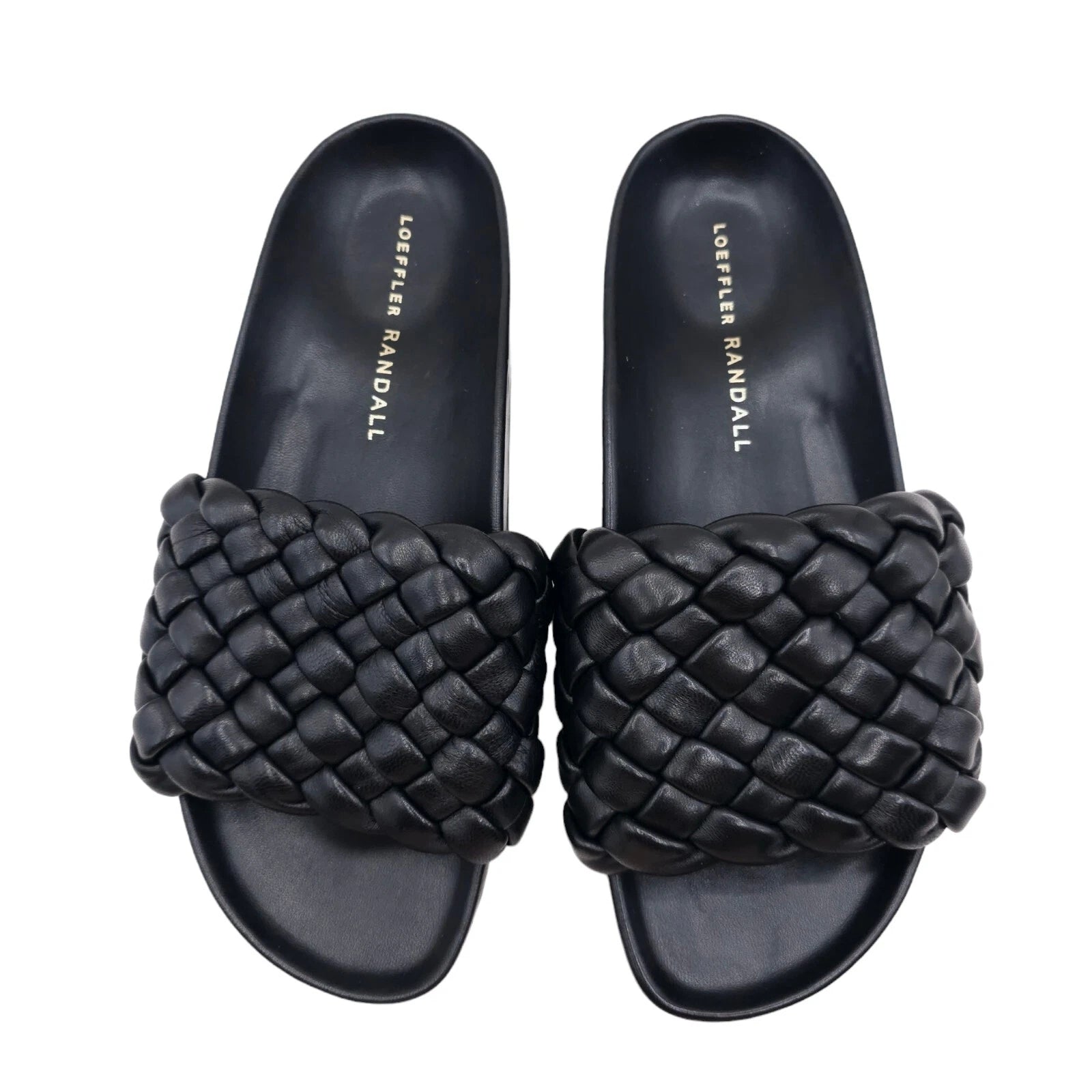LOEFFLER RANDALL Sonnie Slides Black Woven Leather NIB Size 5B