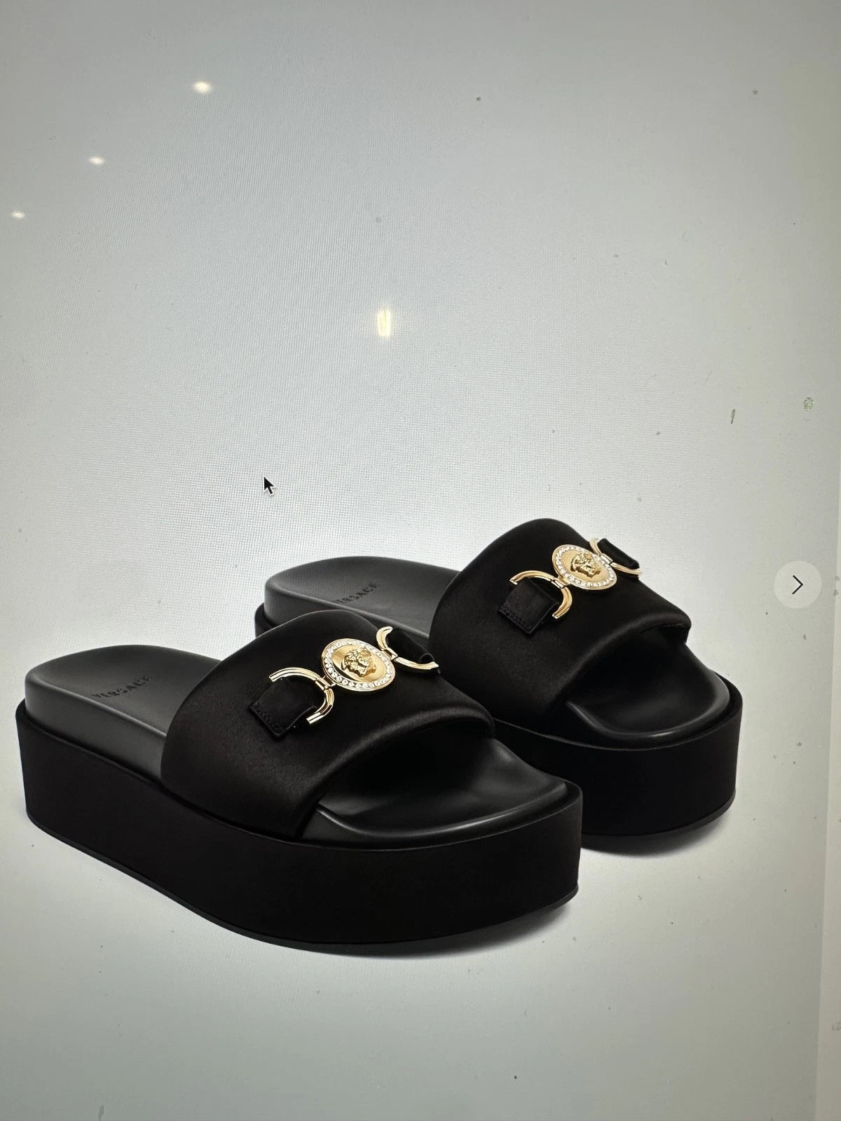 Black VERSACE MEDUSA '95 BIGGIE Platform Slide Sandal Sz 9 SOLD OUT EXCELLENT
