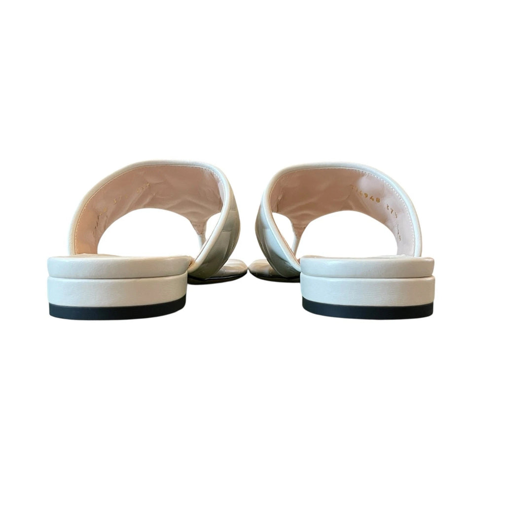 Gucci GG Marmont Matelasse Leather Flip Flop Sandals Cream White Sz 37.5 US 7.5