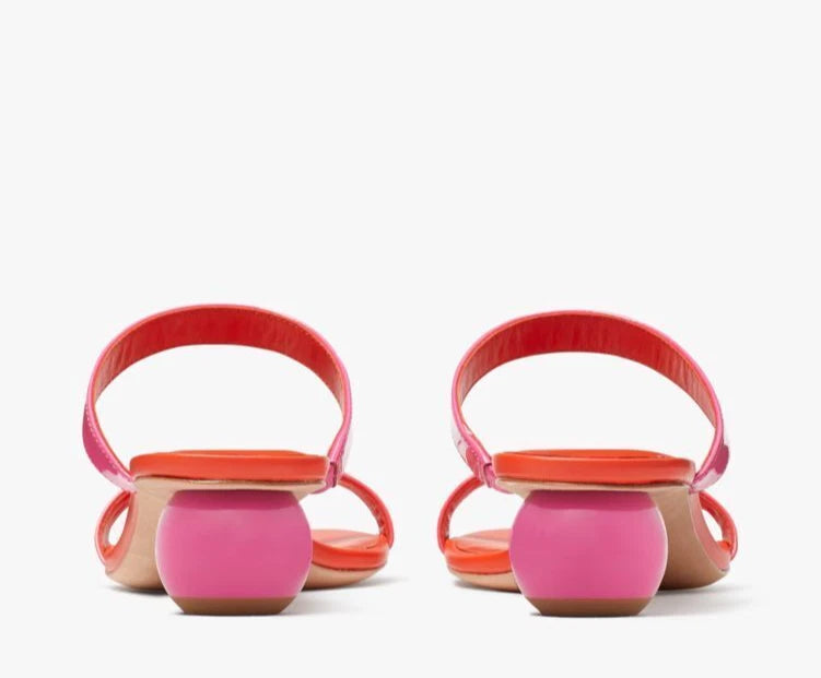 KATE SPADE NIB $228 Pink Coral Palm Springs Patent Leather Slide Sandals 8.5