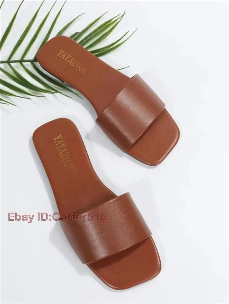 Fashion Single Band Slide Sandals Slipper Summer New Sandy Beach Flat Shoes