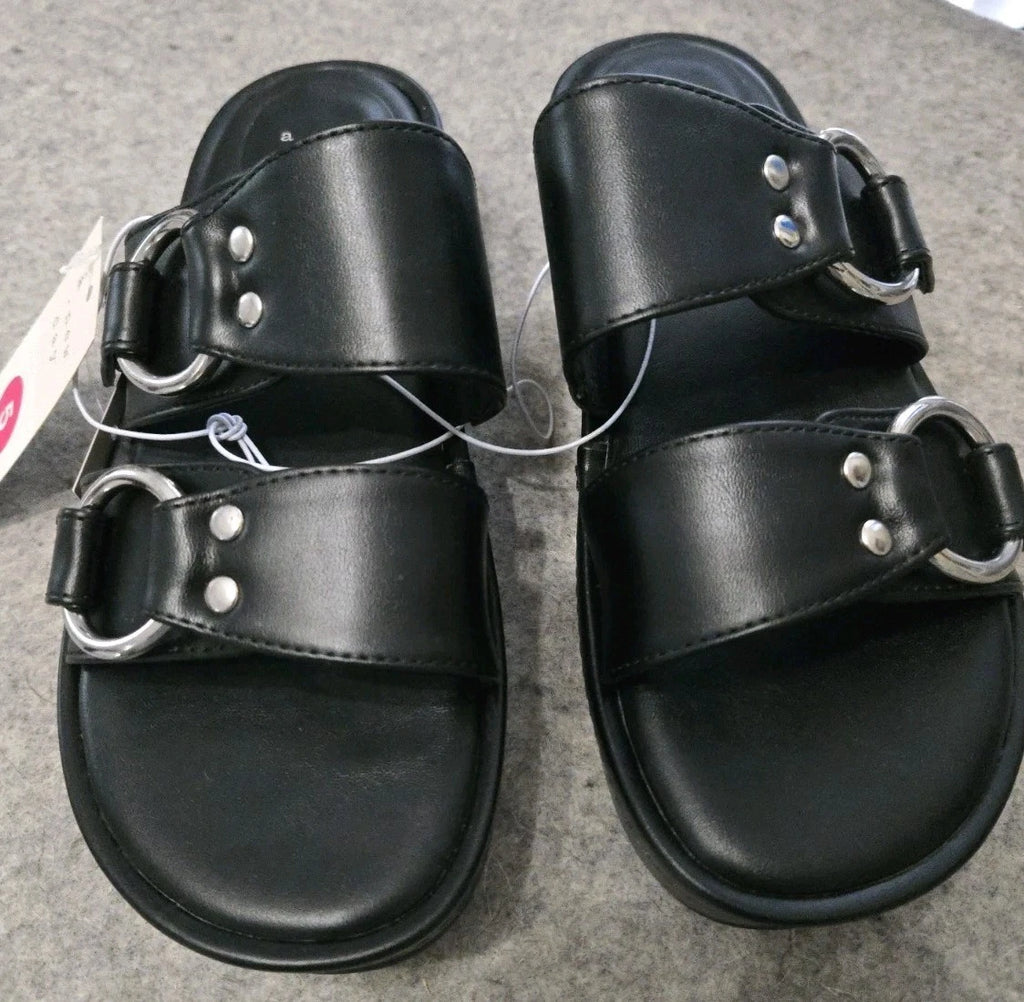 NWT Women's Haisley Wedge Heel Platform Sandals - A New Day, Black Size 5 Boho