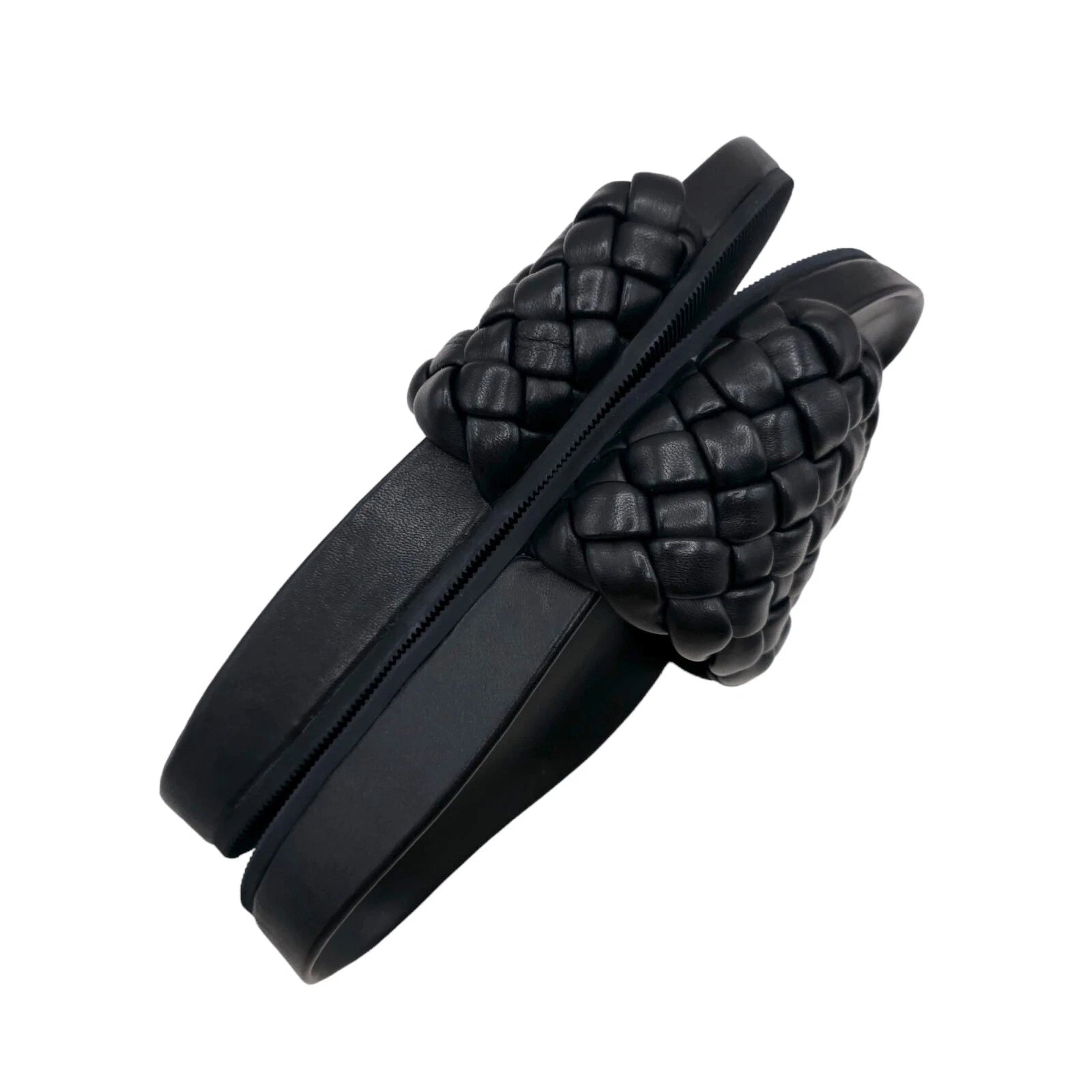 LOEFFLER RANDALL Sonnie Slides Black Woven Leather NIB Size 5B
