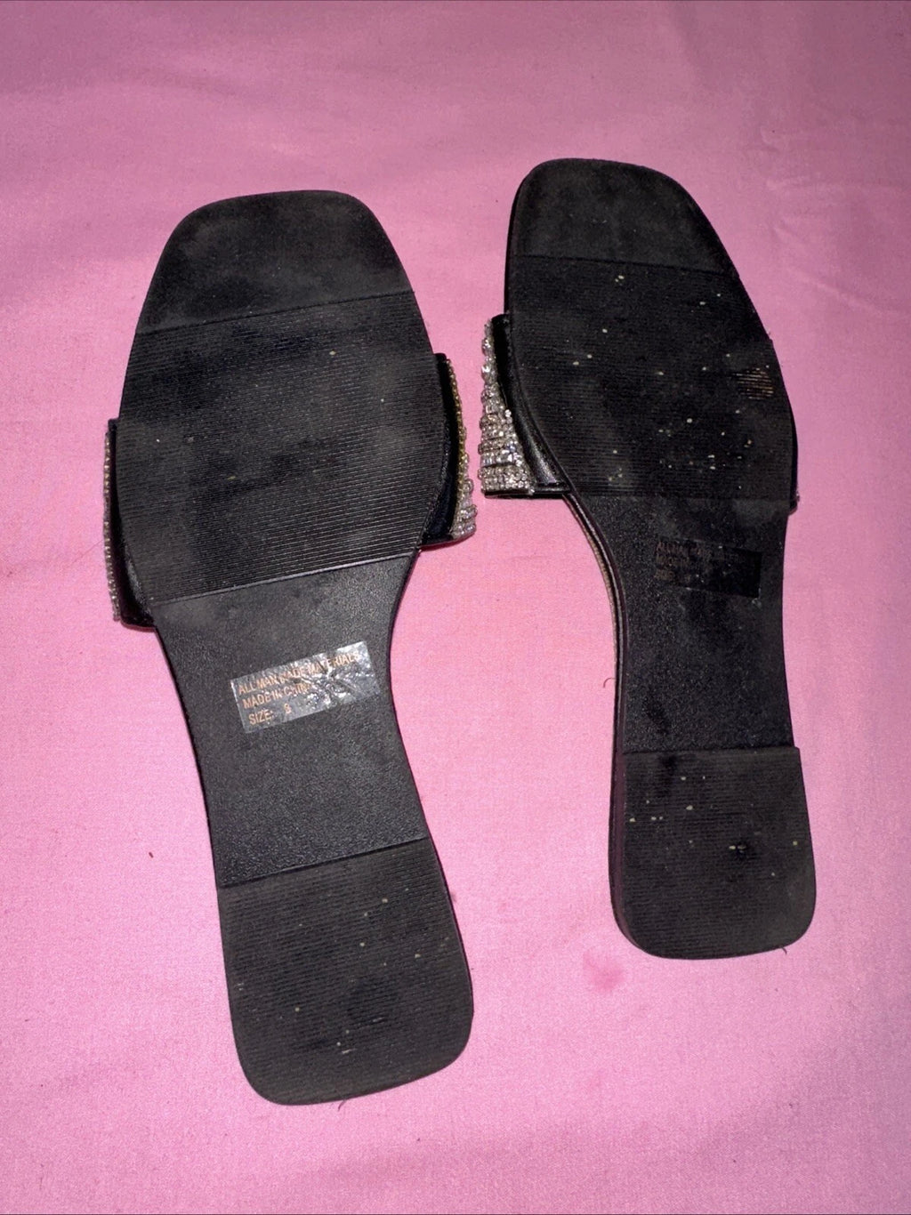Fashion nova silver rhinestone sandals slide size 8