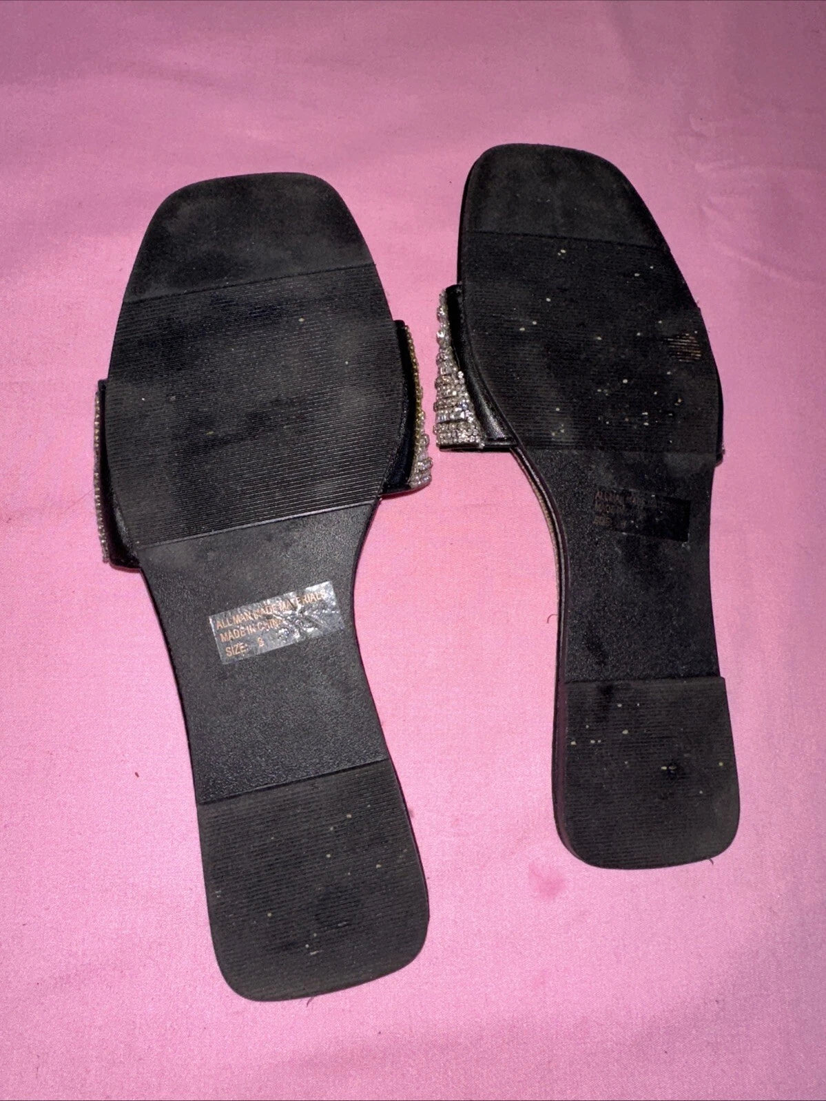 Fashion nova silver rhinestone sandals slide size 8