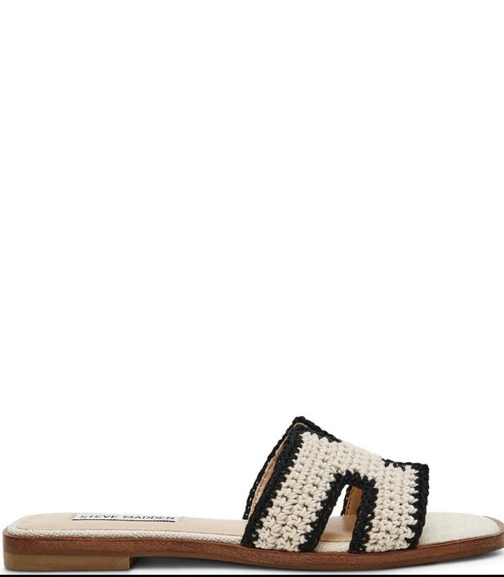 Steve Madden Hadyn-M Macrame Woven Flat Slide Sandals Sz-7.5 New In Box