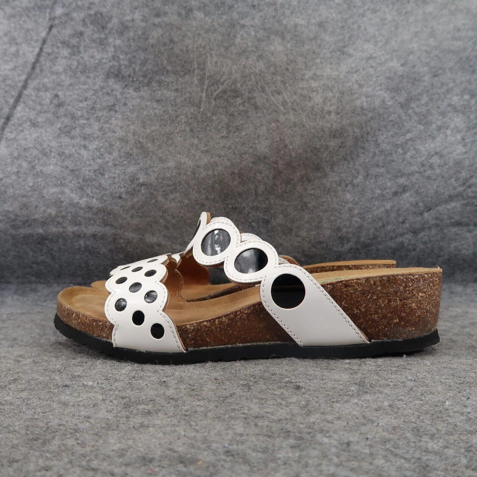 BioNatura Shoes Womens 39 Wedge Sandal Slides Fashion Comfort Double Strap White