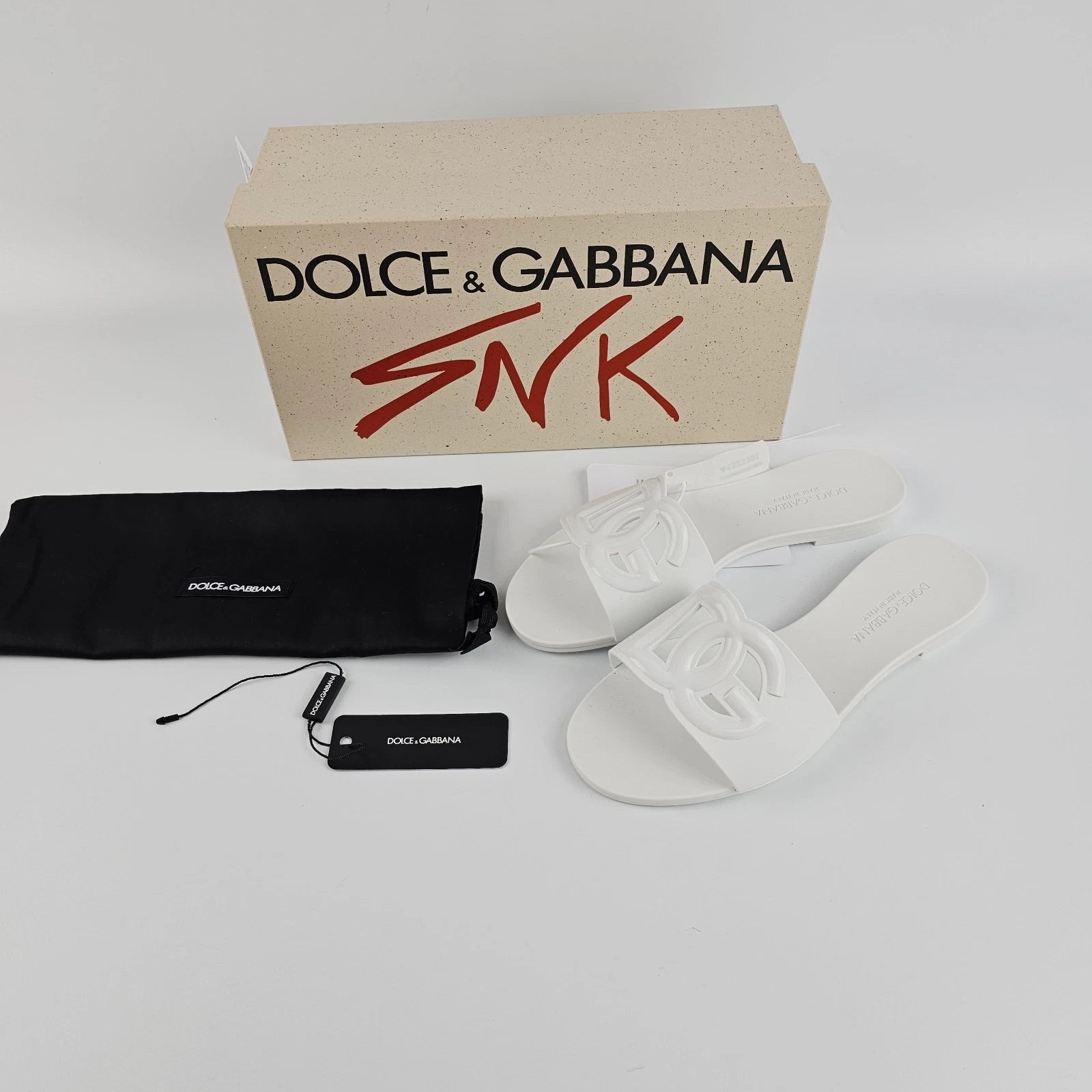 DOLCE&GABBANA Bianca White Slide Sandals New