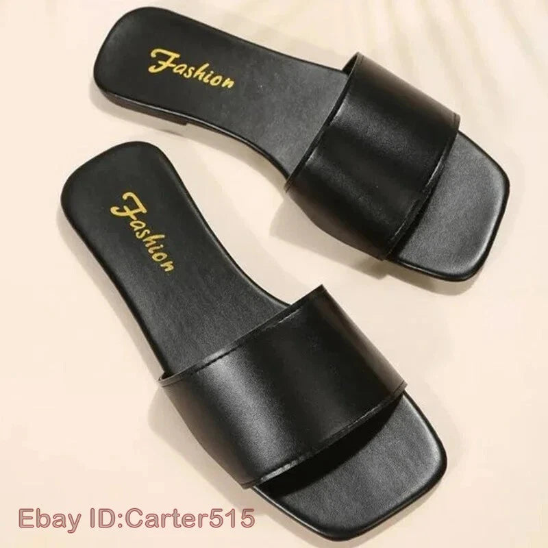 Fashion Single Band Slide Sandals Slipper Summer New Sandy Beach Flat Shoes
