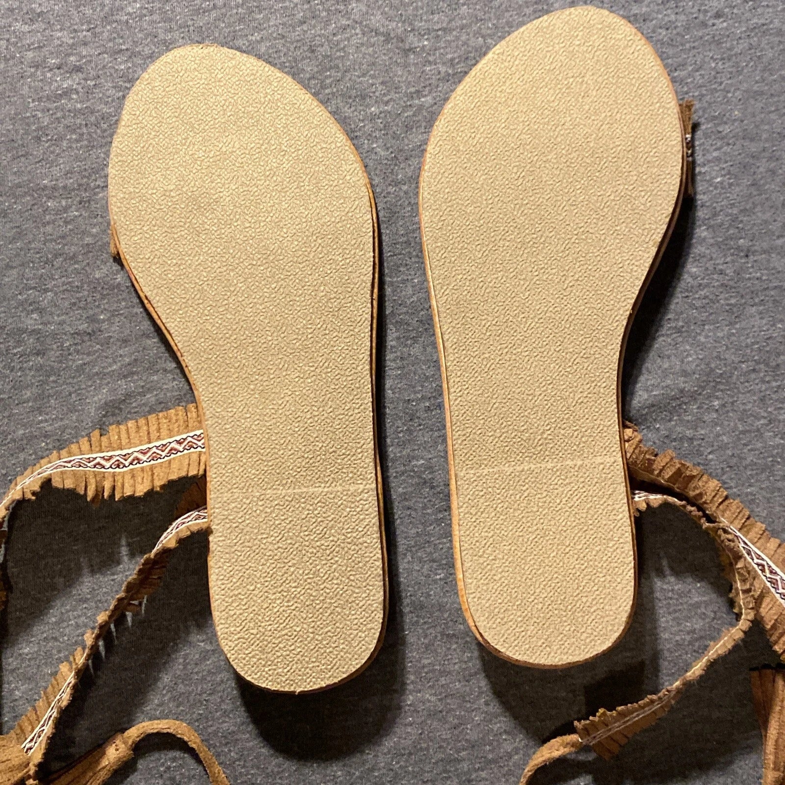 Boho Fringe Lace-Up Gladiator Moccasin Style Sandal Women's Size 10 Flat