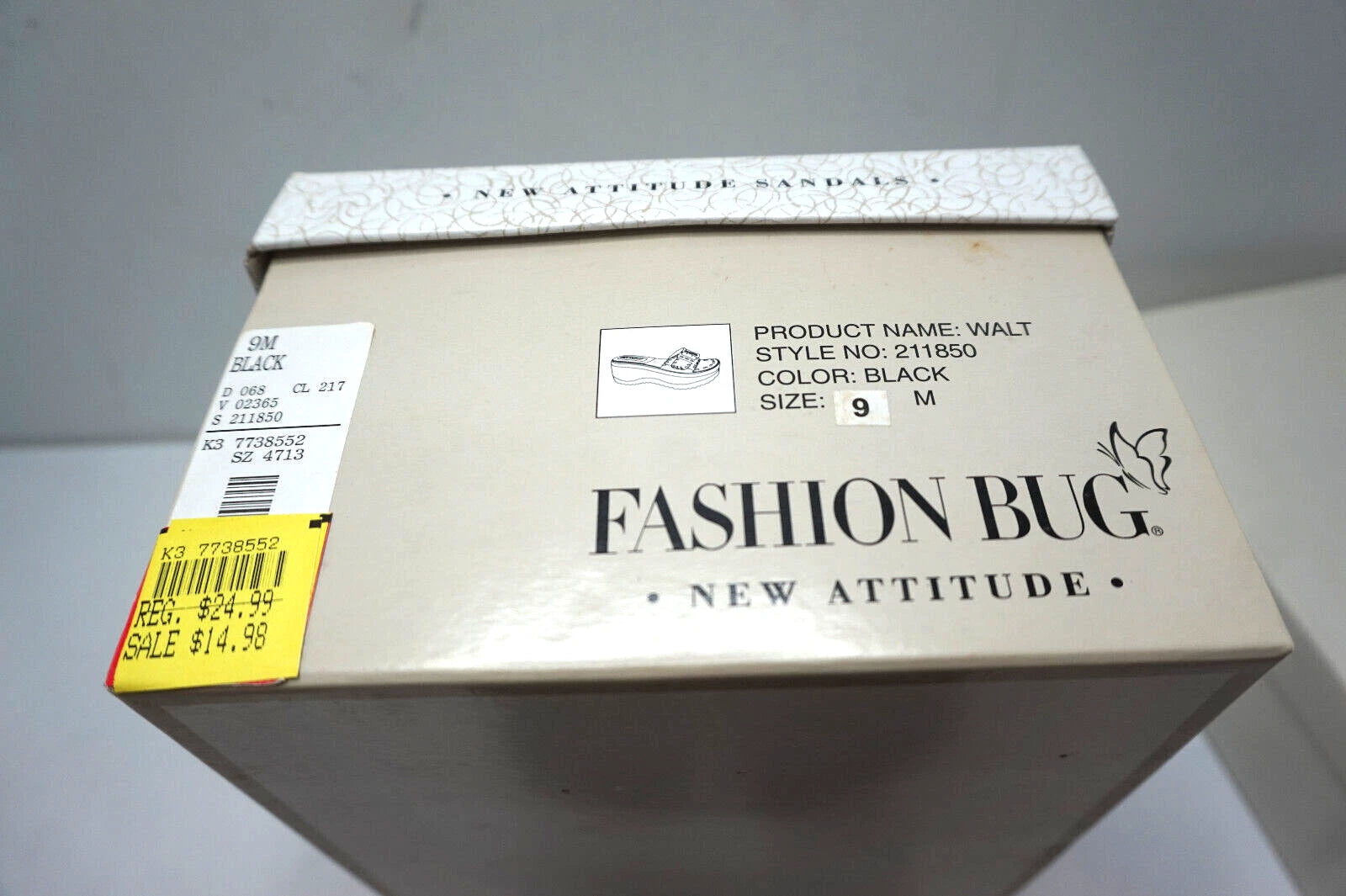 VINTAGE PLATFORM SANDALS FASHION BUG NEW ATTITUDE BLACK WOMENS 9 SHOES NEW BOX