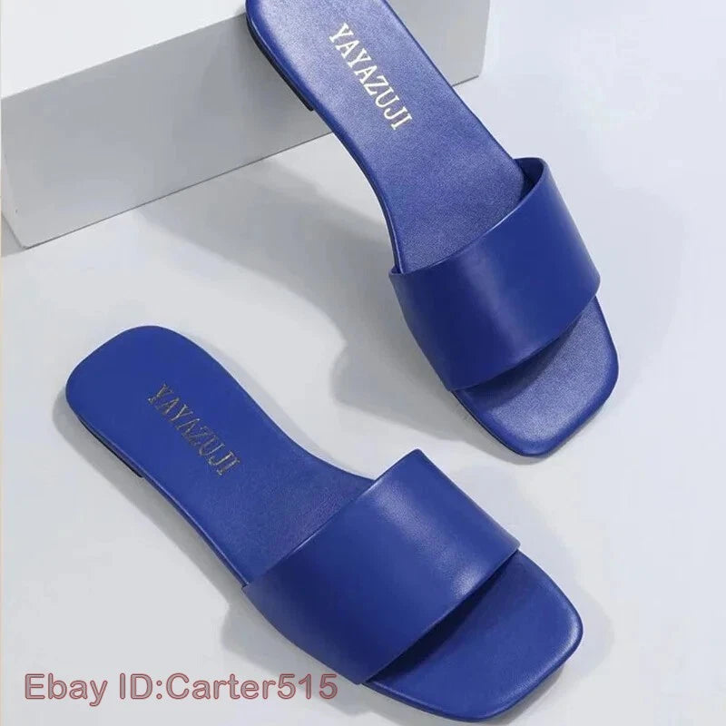 Fashion Single Band Slide Sandals Slipper Summer New Sandy Beach Flat Shoes