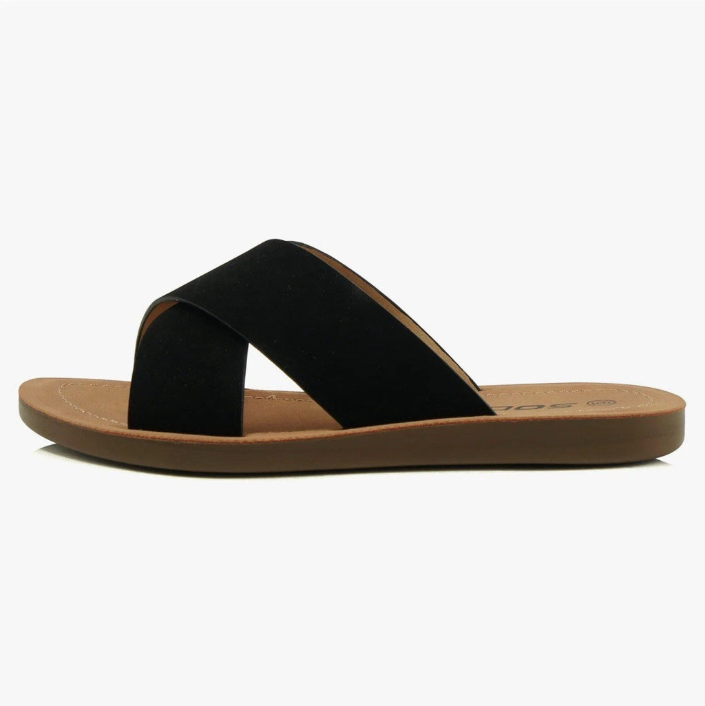 Black Slide Sandals sz 6 spring summer boho folk indie quiet luxury Classic NEW