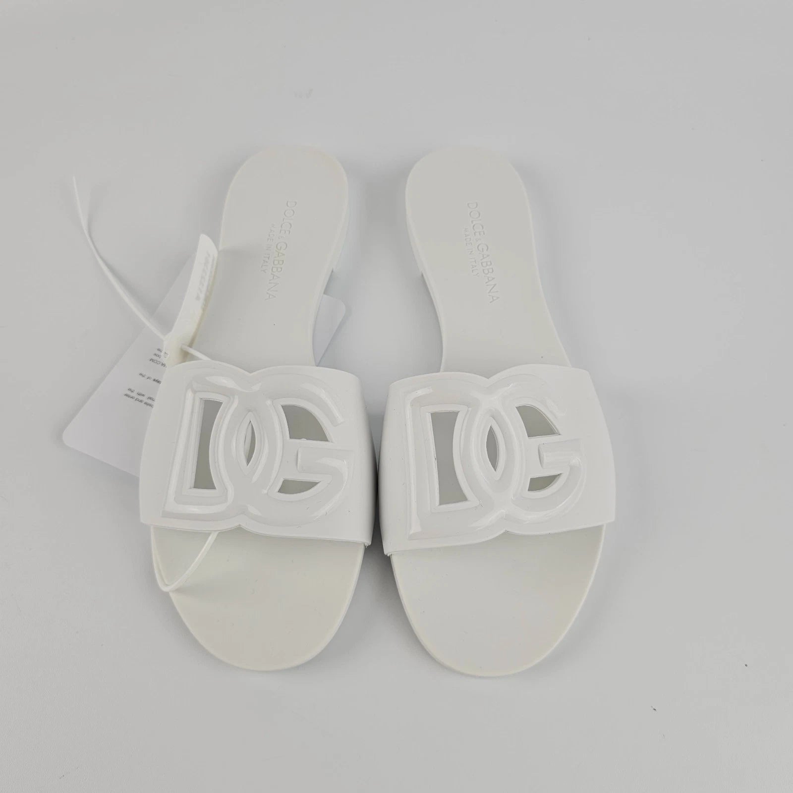 DOLCE&GABBANA Bianca White Slide Sandals New
