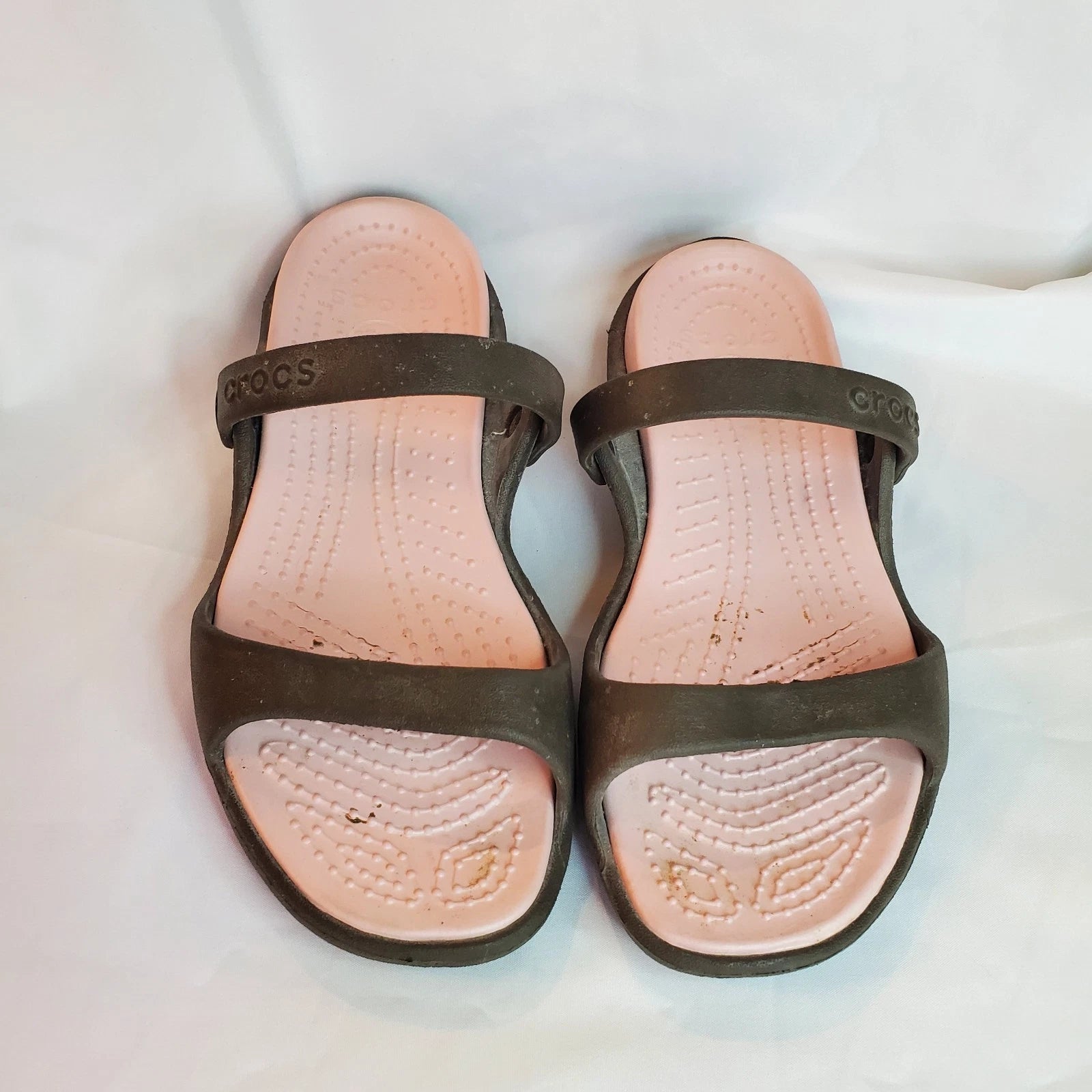Crocs Cleo Women's Size 9 Shoes Brown Pink Slides Comfort Flip Flop Sandals