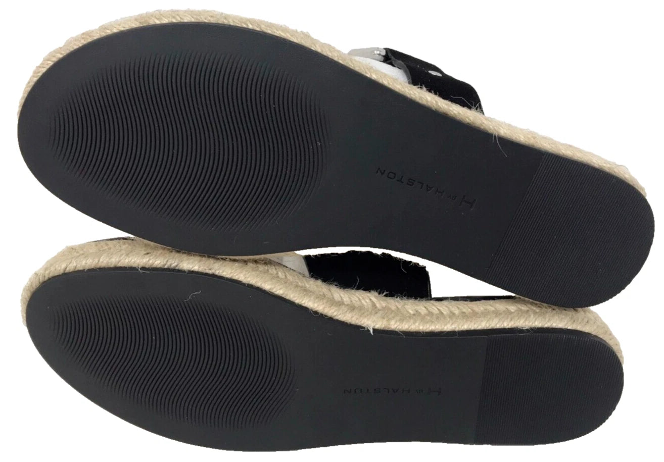 H By Halston Women's Savannah Slip On Slide Sandals W/Toe Ring Black Size:9