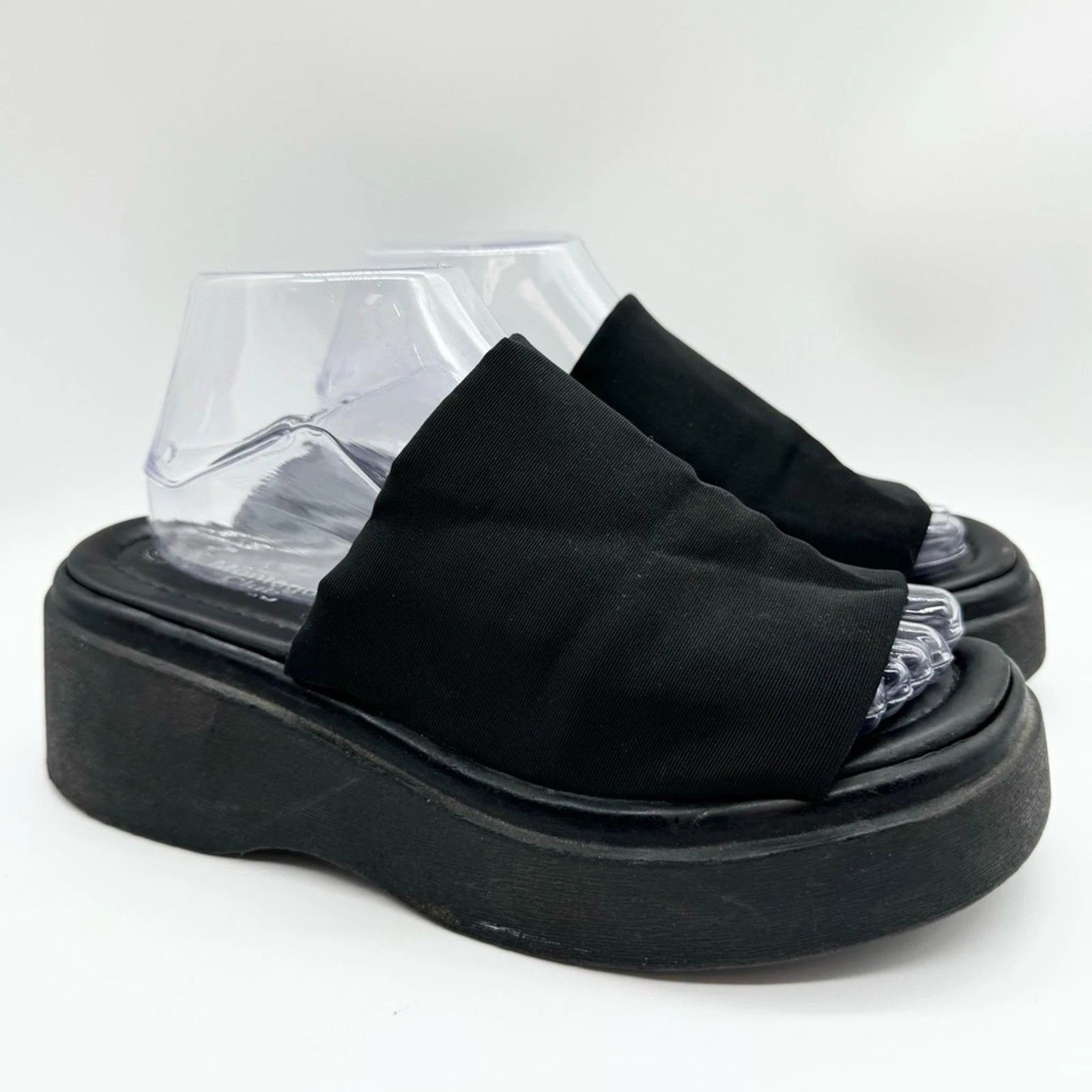 90’s Retro Style Elastic Strap Platform Slides x Montego Bay Club Black Size 9.5