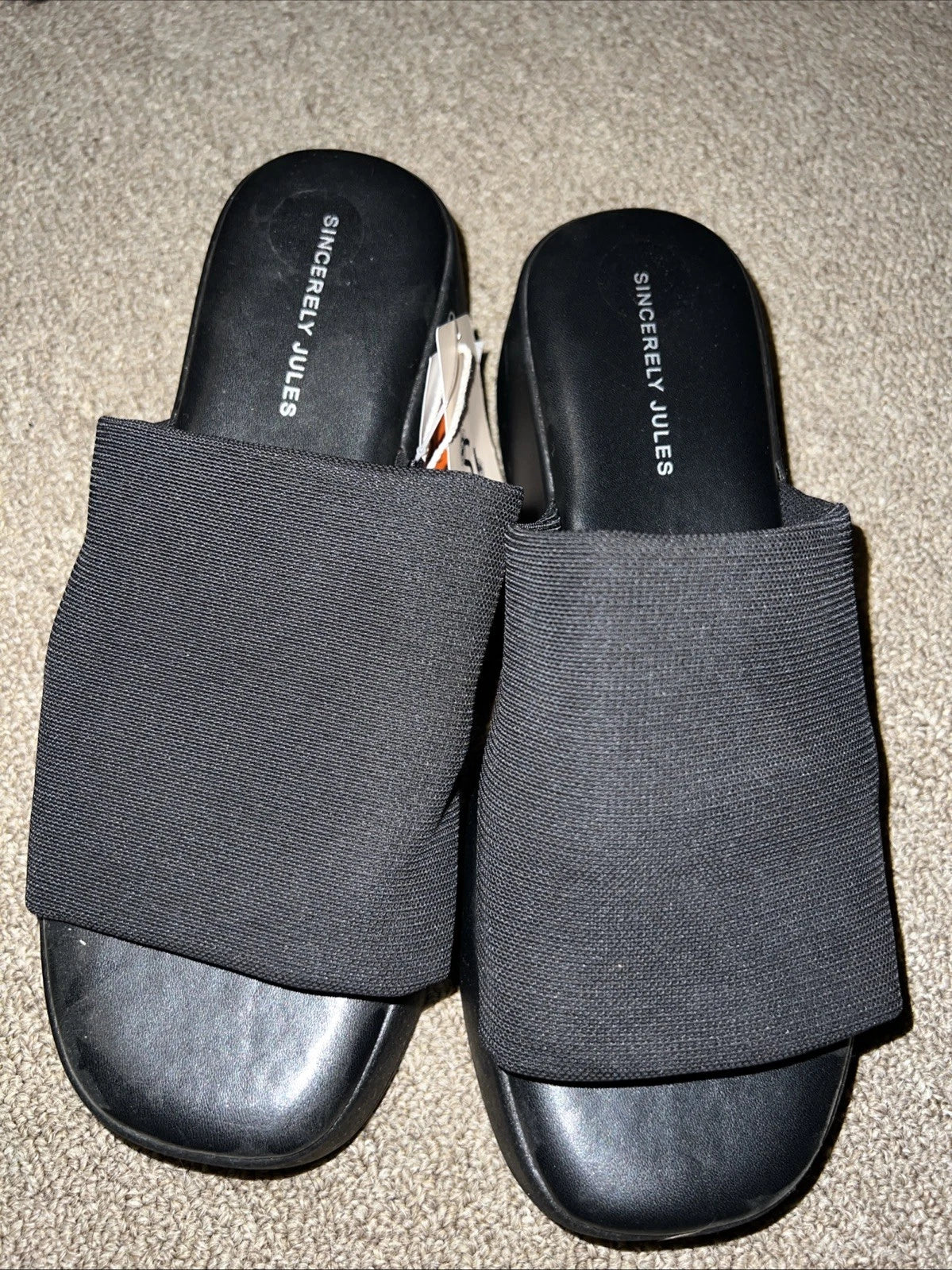 Sincerely Jules | Black Platform Slide Sandals | Y2K Style | Size 9 1/2