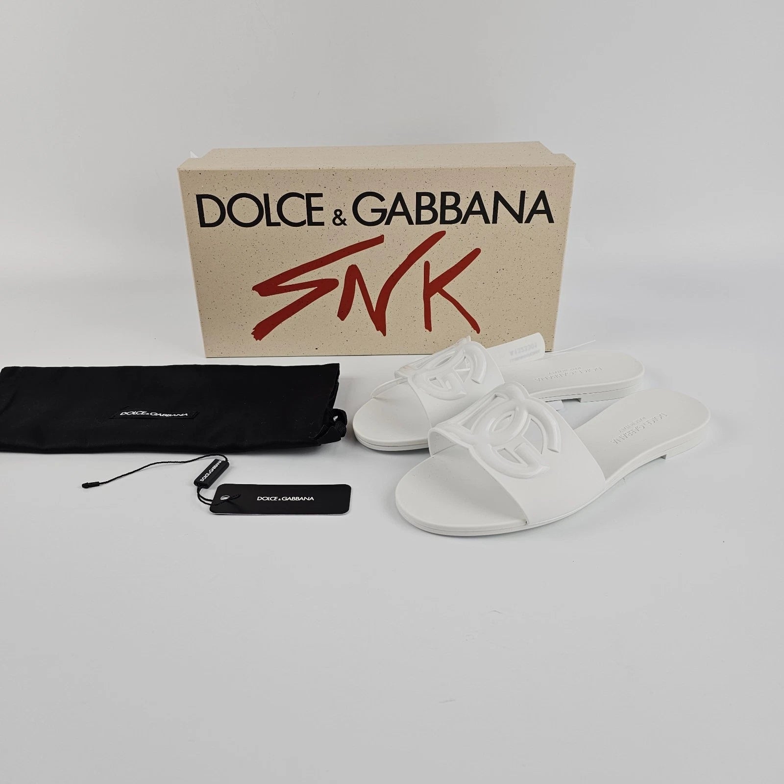 DOLCE&GABBANA Bianca White Slide Sandals New