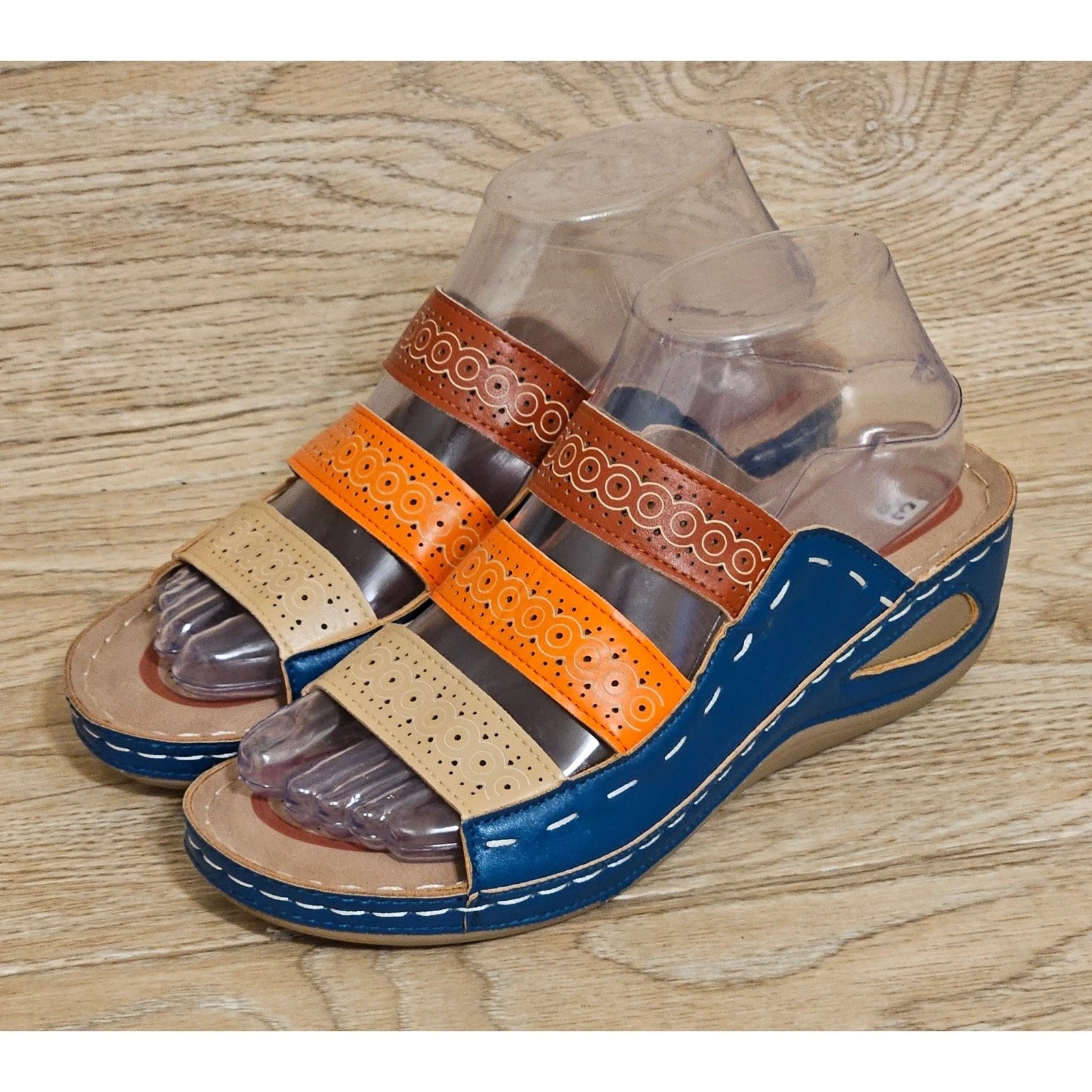 Colorblock Wedge Slide Sandals Fashion Summer Sandals Womens Size US 7 (EUR 38)