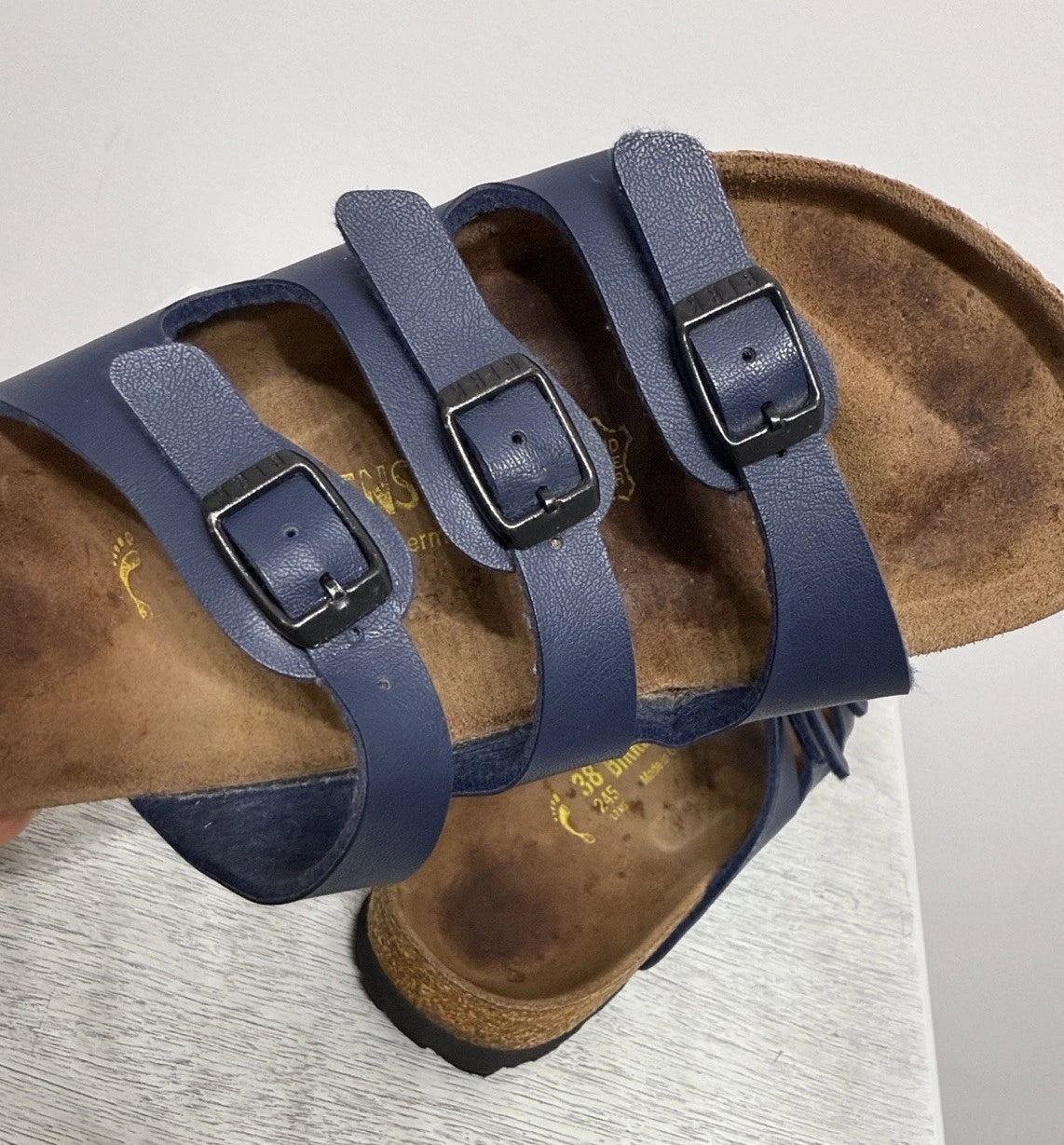 Birkenstock FLORIDA 3 Multi-strap Sandal BLUE Soft Footbed NWOT Size 38 W7 M5