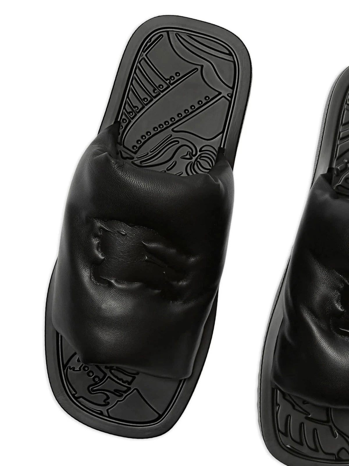 Burberry EKD Slab Leather Slides, Brand Size 36 ( US Size 6 )
