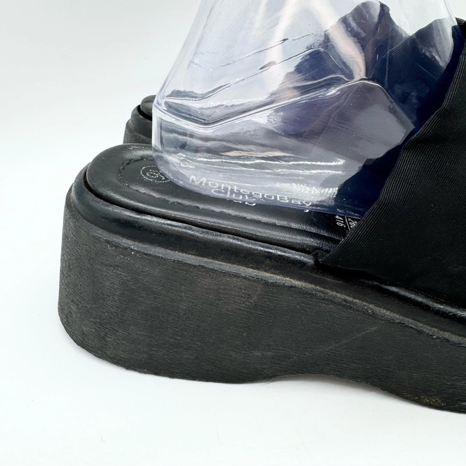90’s Retro Style Elastic Strap Platform Slides x Montego Bay Club Black Size 9.5