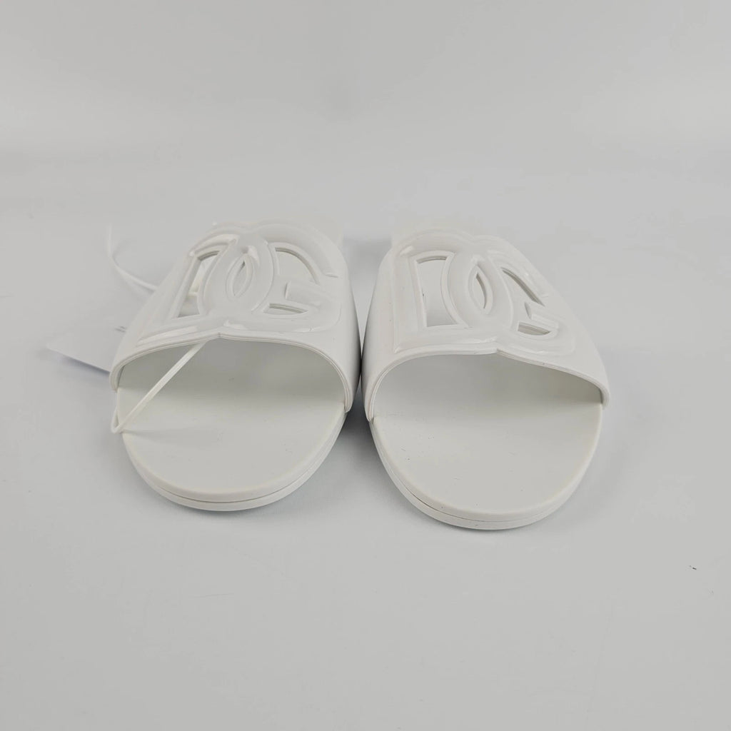 DOLCE&GABBANA Bianca White Slide Sandals New