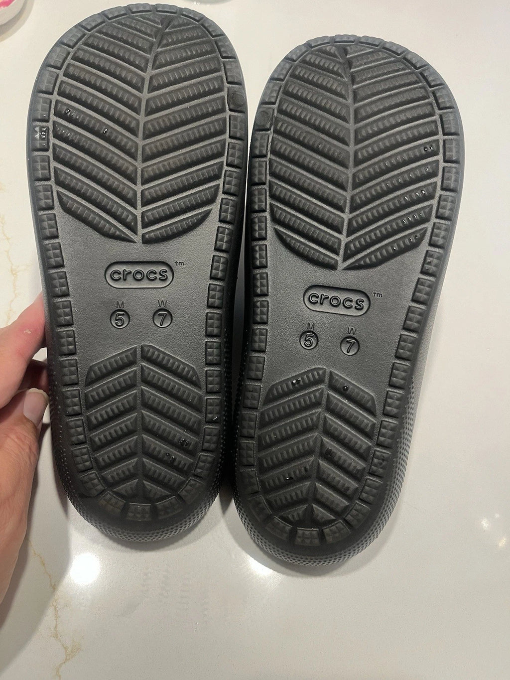 Crocs Unisex Classic Two-Strap Slide Sandals Black Women 7 Mens 5 Black Outdooor