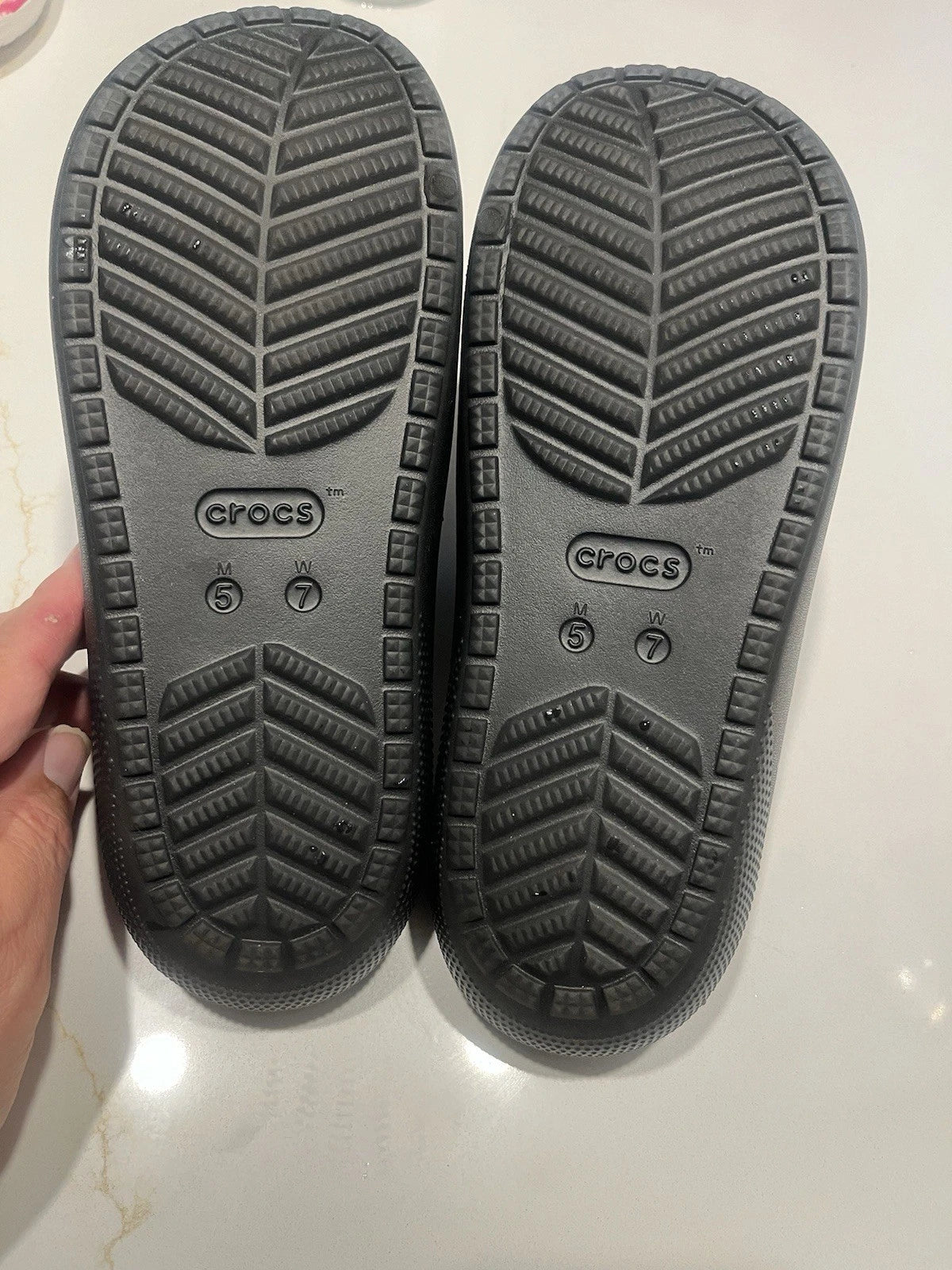 Crocs Unisex Classic Two-Strap Slide Sandals Black Women 7 Mens 5 Black Outdooor