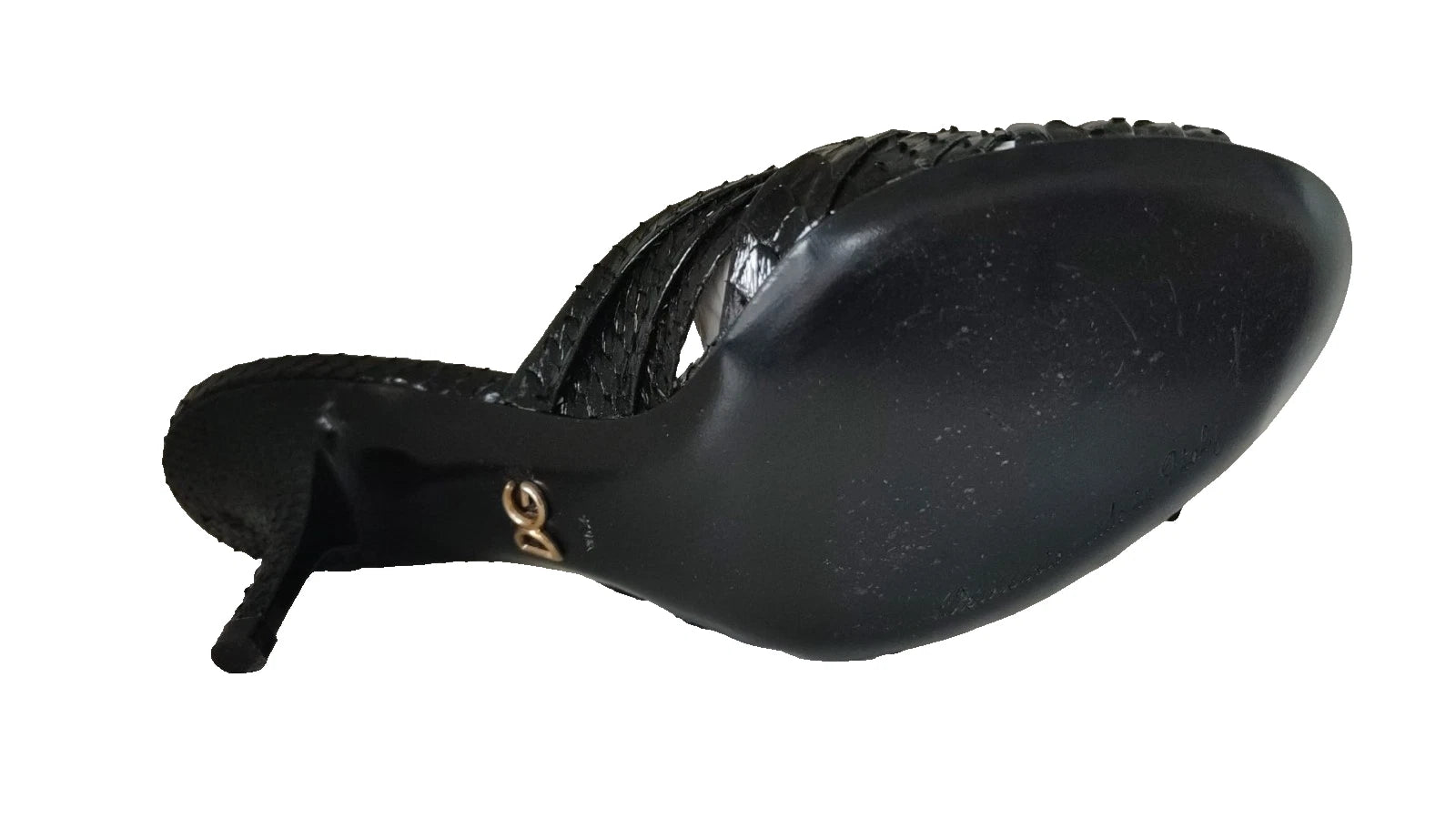 DOLCE & GABBANA Shoes Black Leather Heels Slides Sandals EU36.5 / US6 1200usd