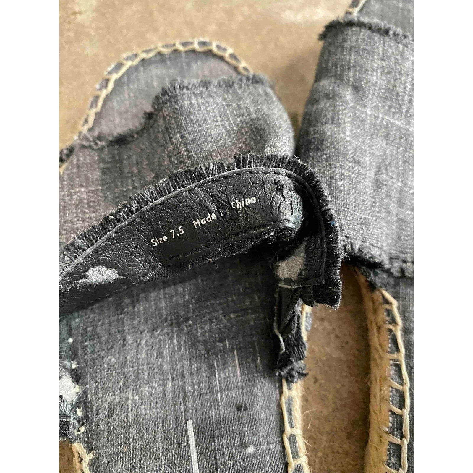 Dolce Vita Espadrille Slides Frayed Denim Slip On Sandals Casual Shoes 7.5